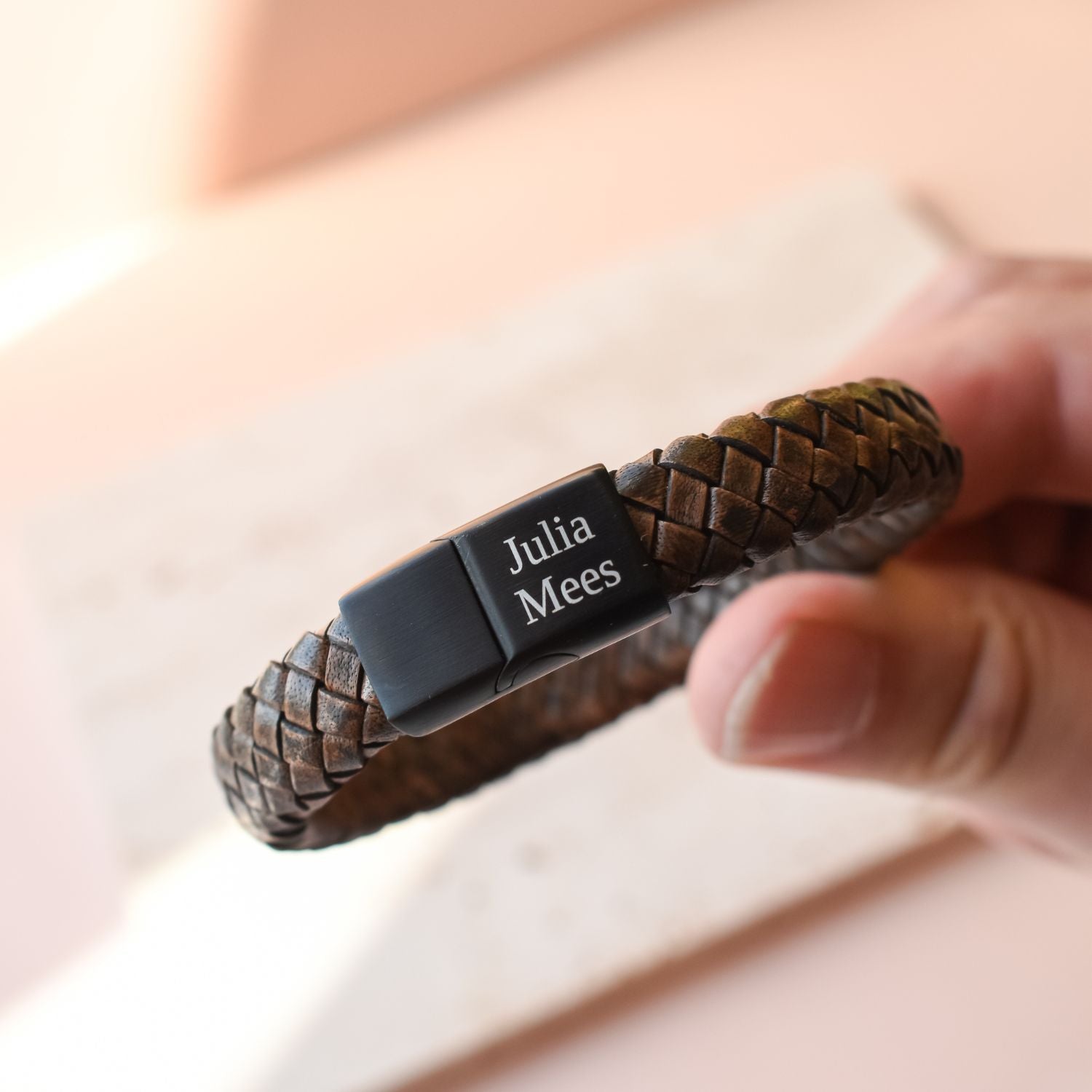 Heren armband leer namen