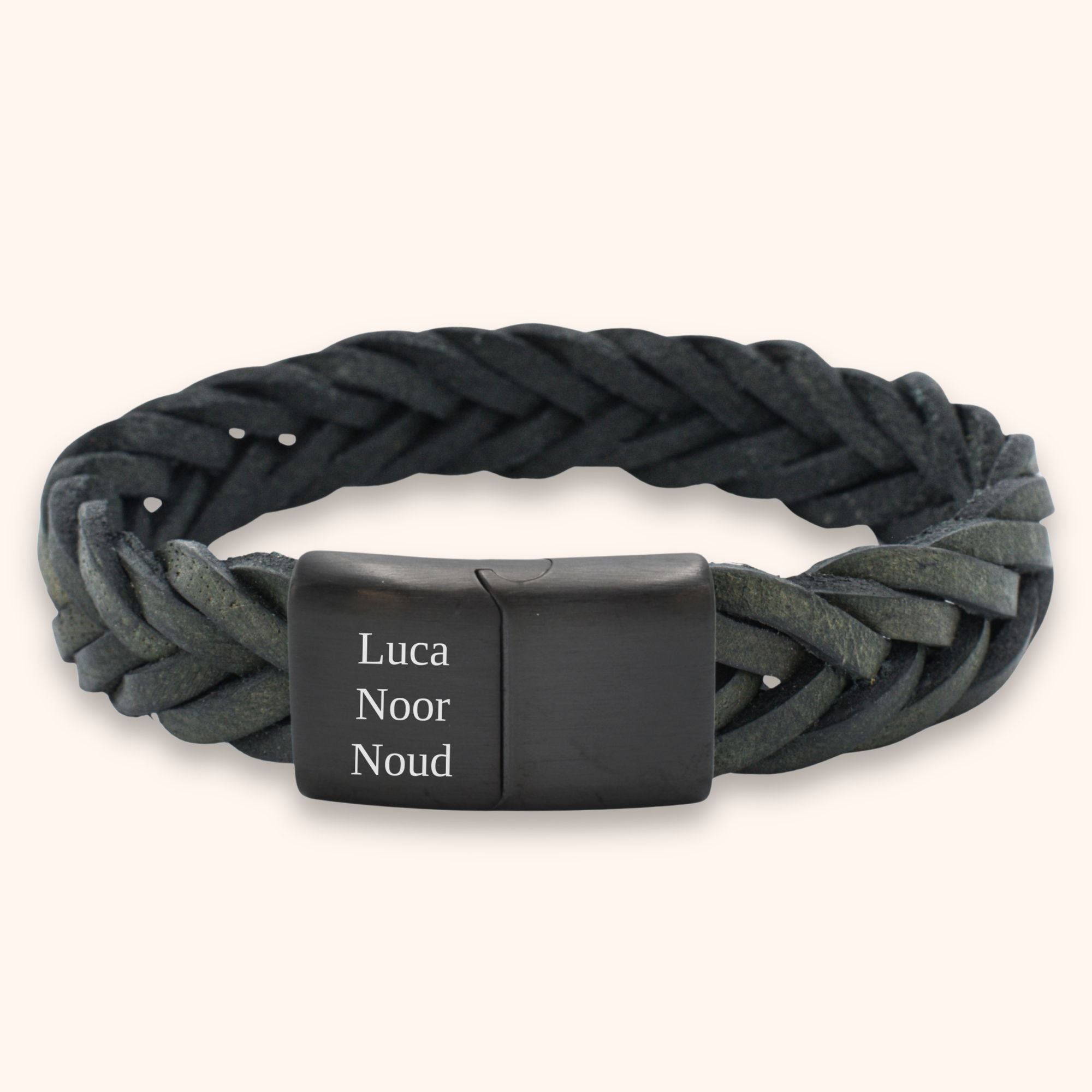 Leren armband heren namen 15 mm