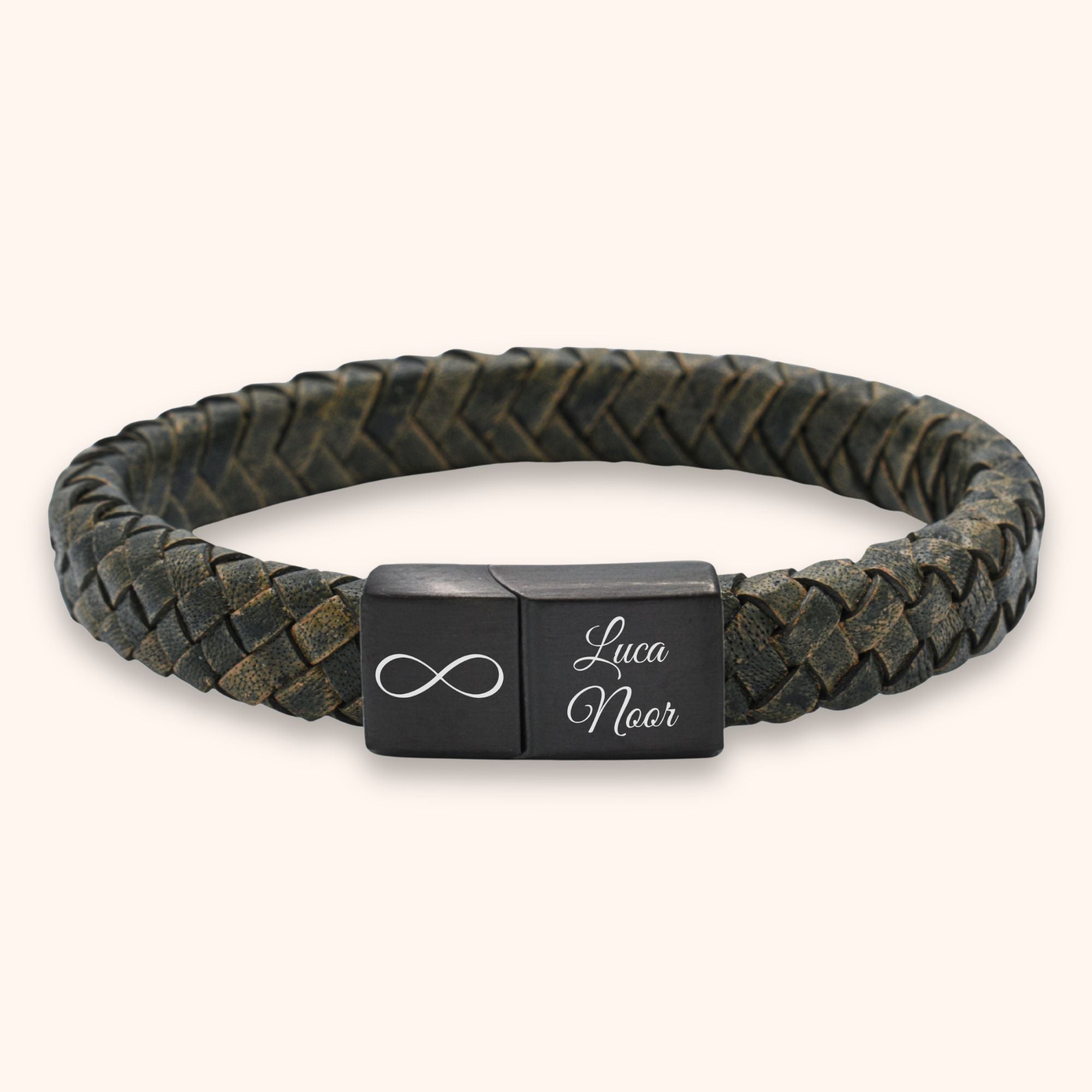 Heren armband leer namen