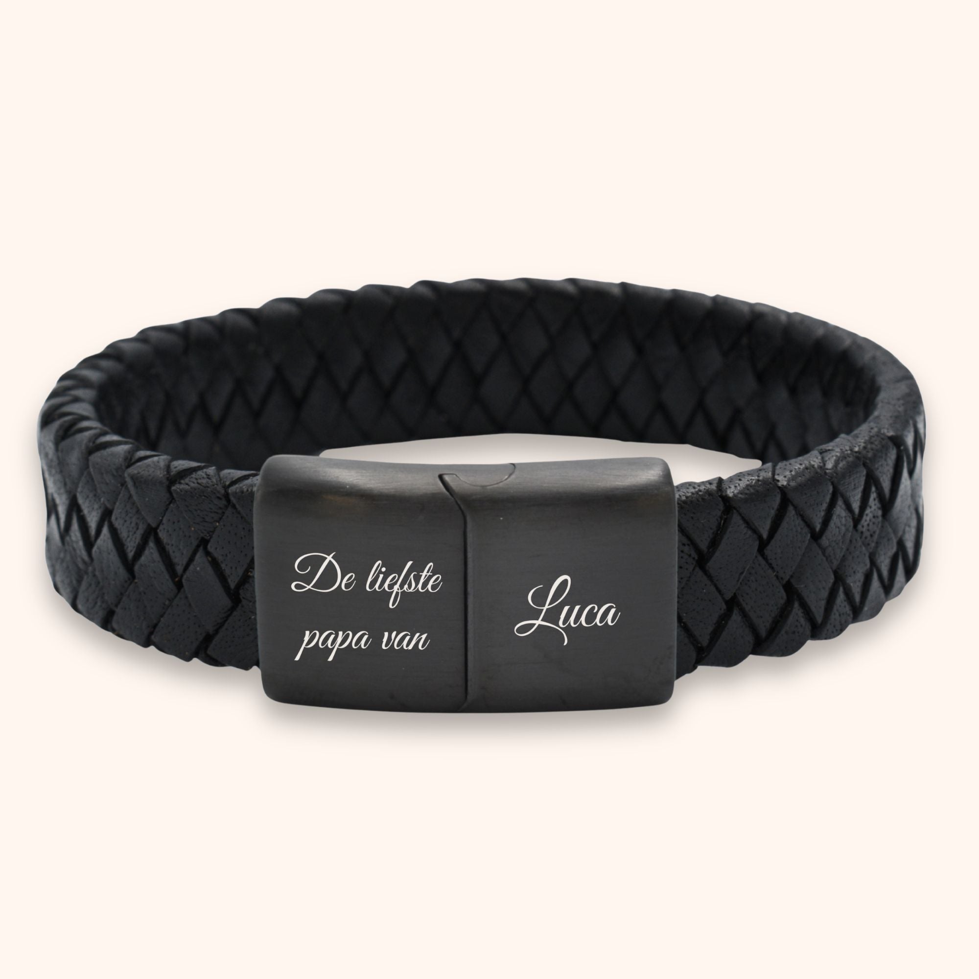 Leren armband heren namen 15 mm