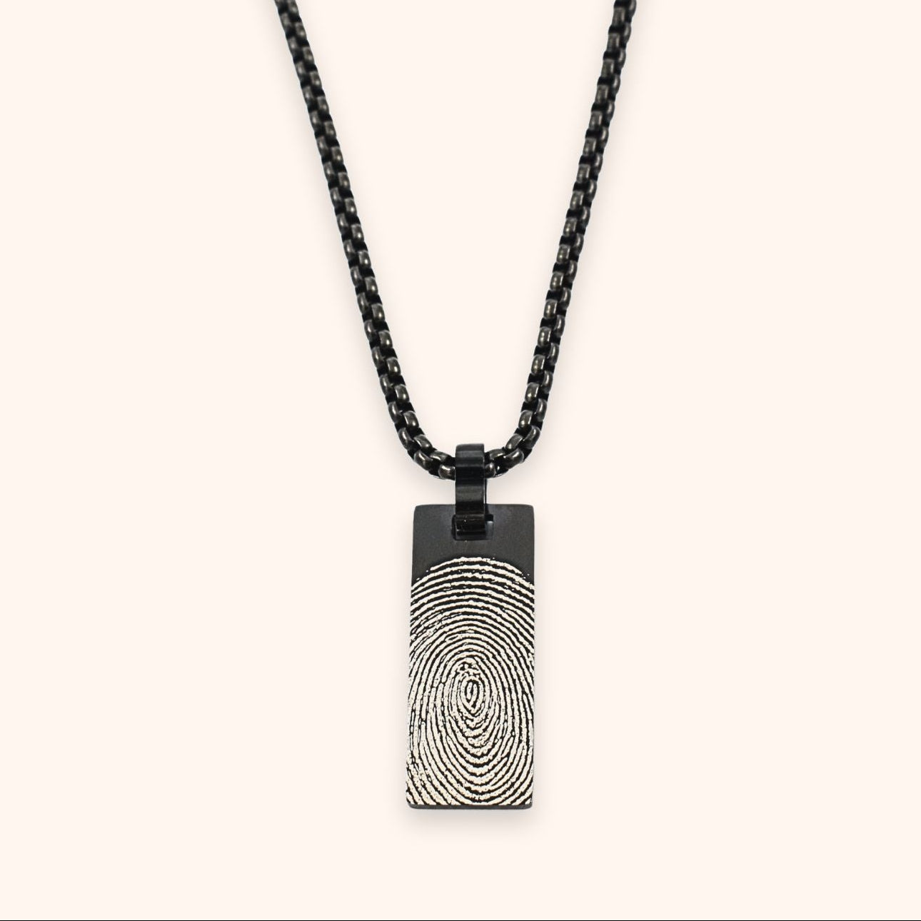 Vingerafdruk ketting heren rechthoek