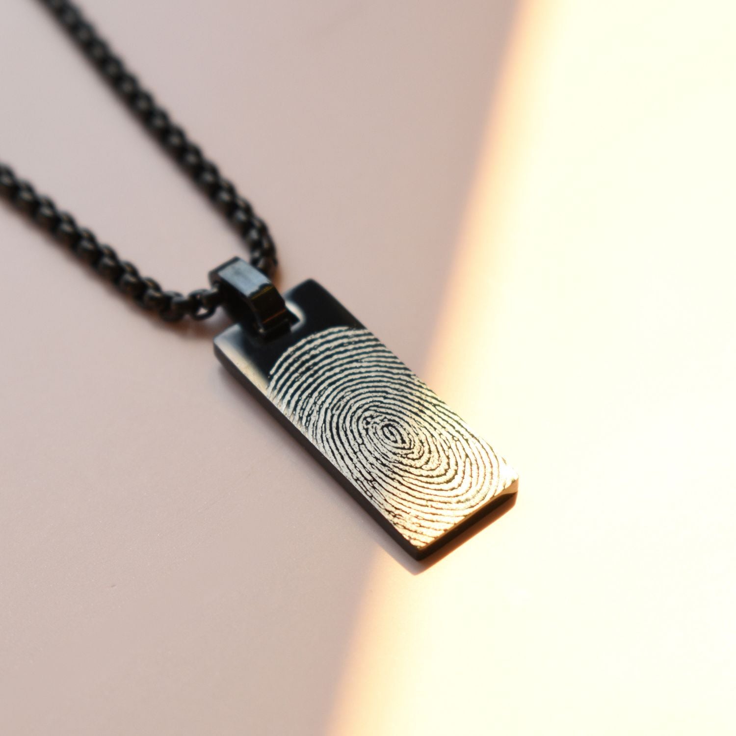 Vingerafdruk ketting heren rechthoek