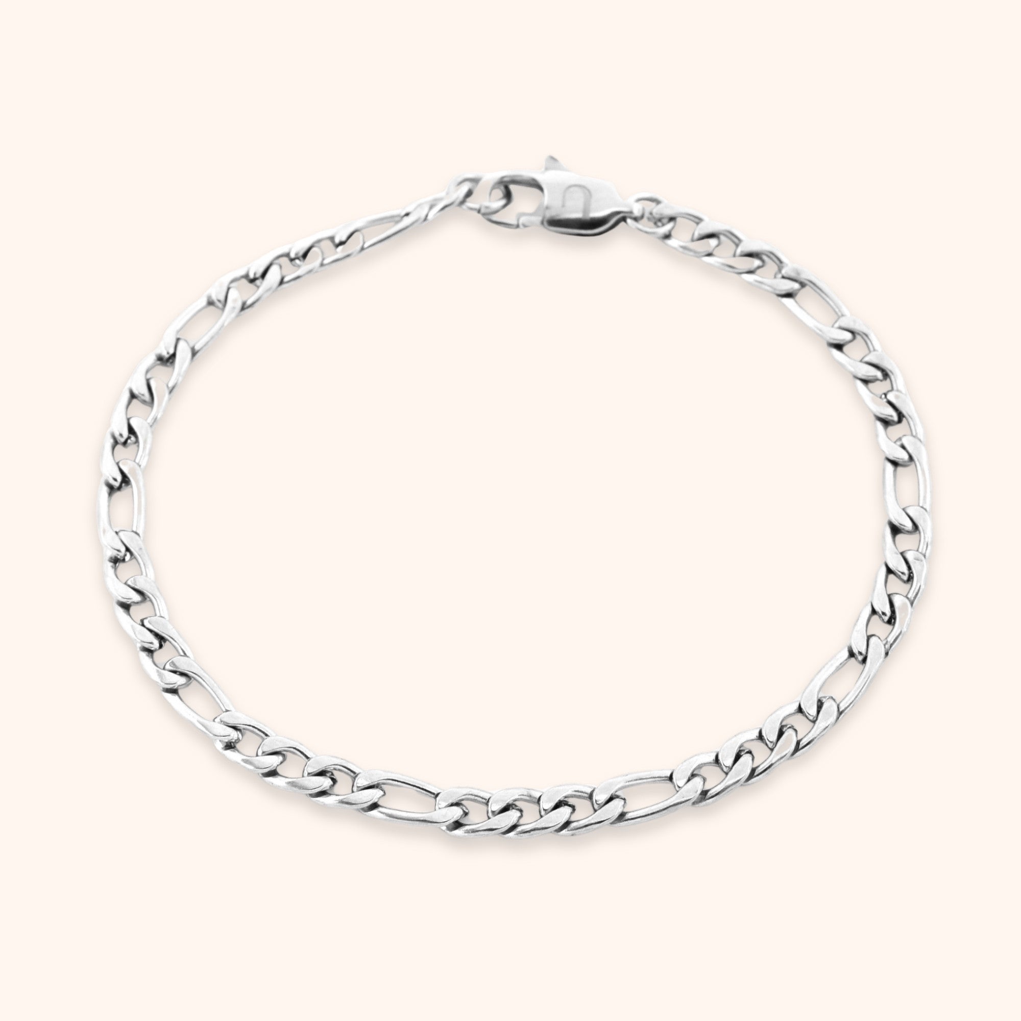 Heren schakelarmband figaro zilver stainless steel