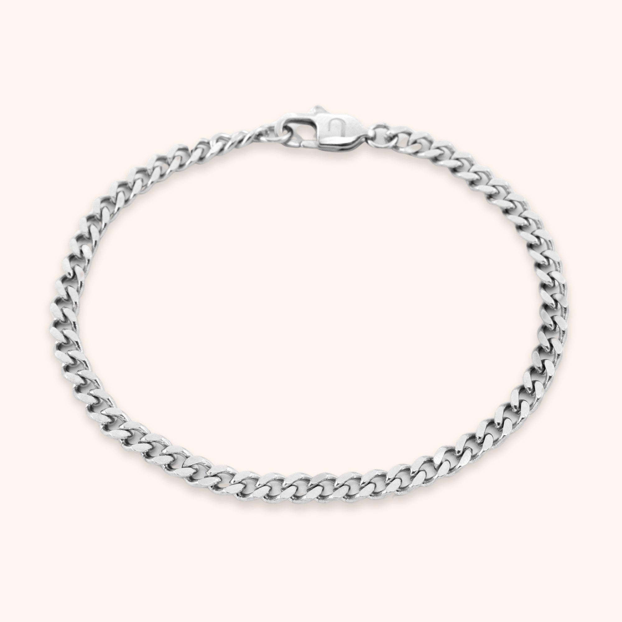 heren schakelarmband fijn zilver stainless steel