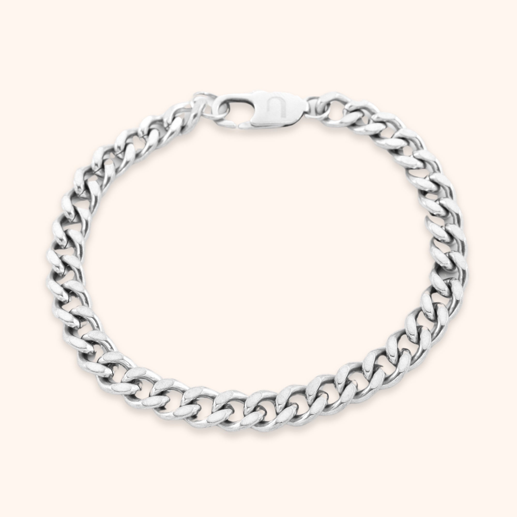 heren schakelarmband grof zilver stainlessteel