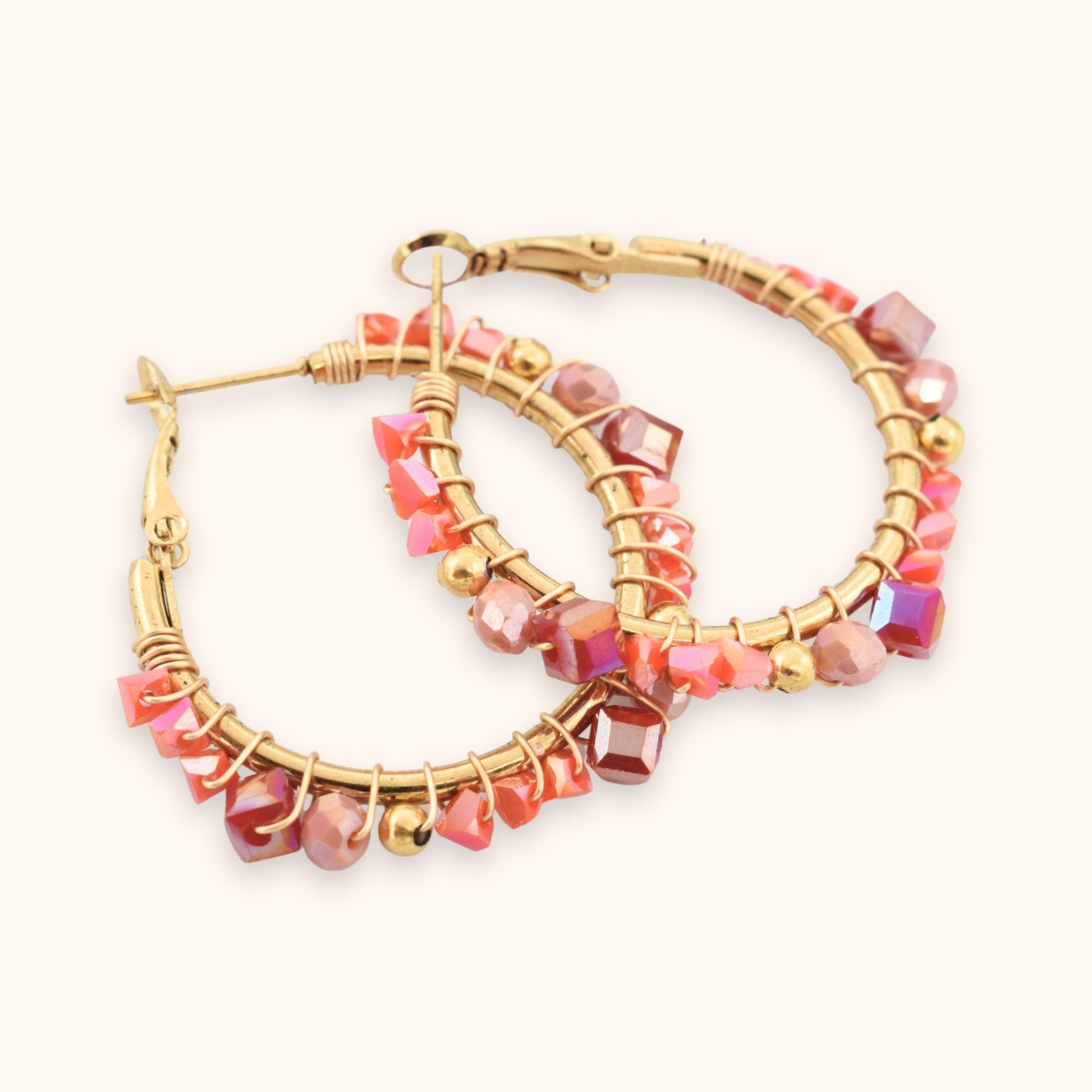 Oorringen kraaltjes oranje rood