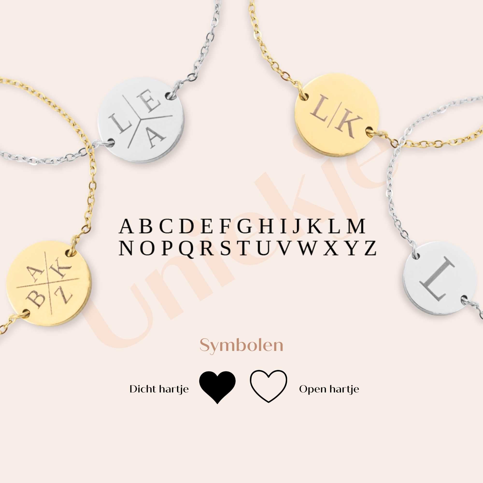 Munt armband | 1 initiaal