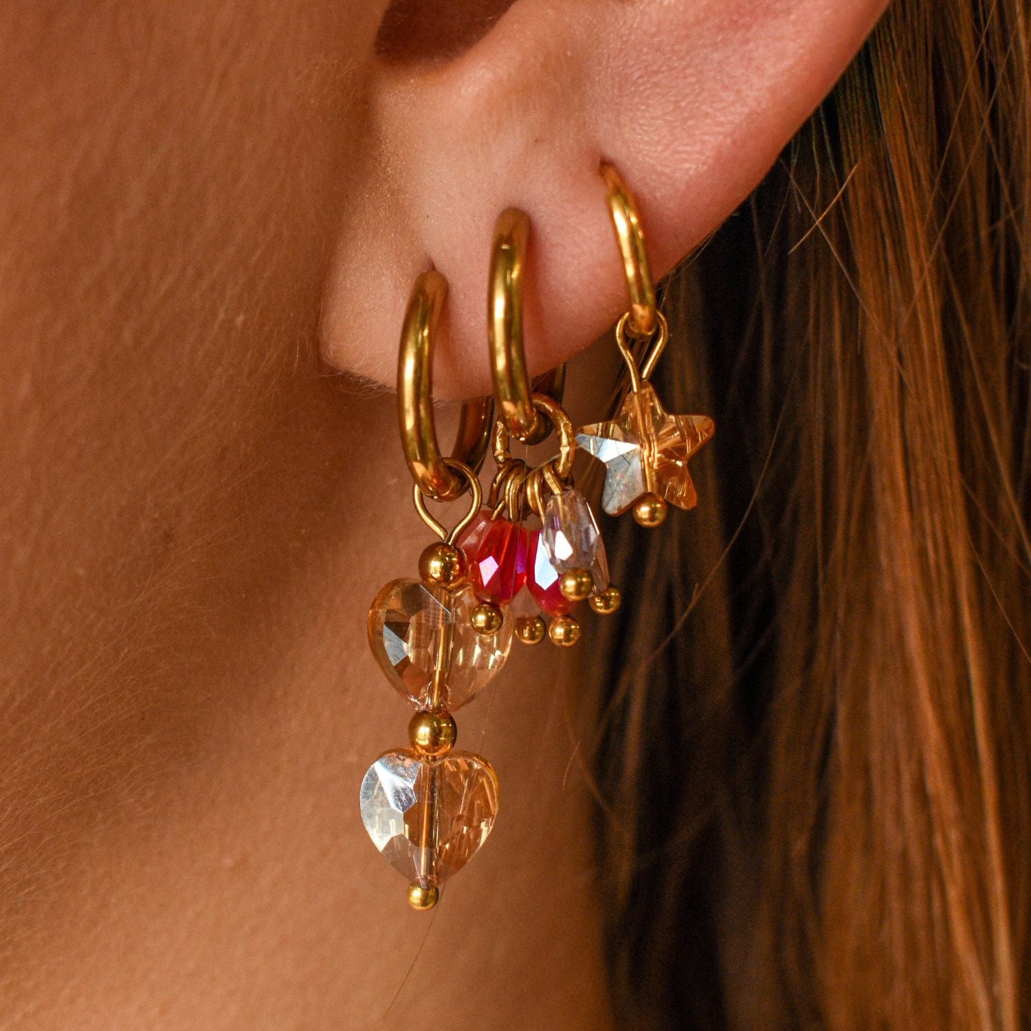 Oorringen ster champagne