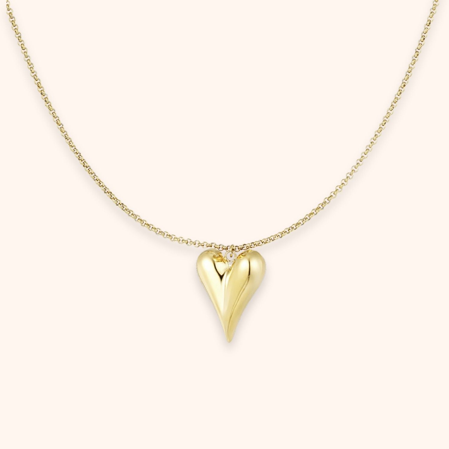 ketting met bol hartje kleur goud stainless steel