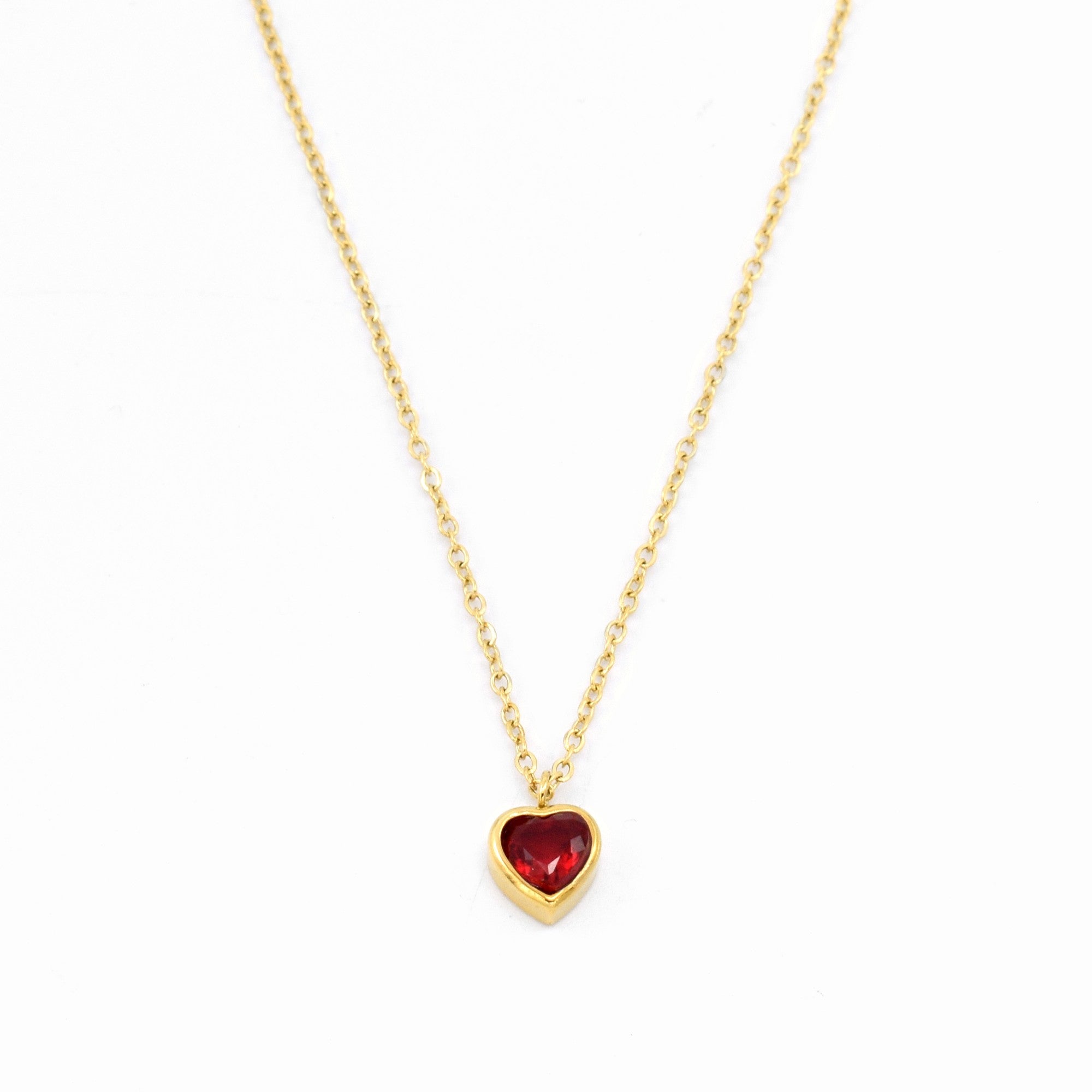Ketting hartje strass rood