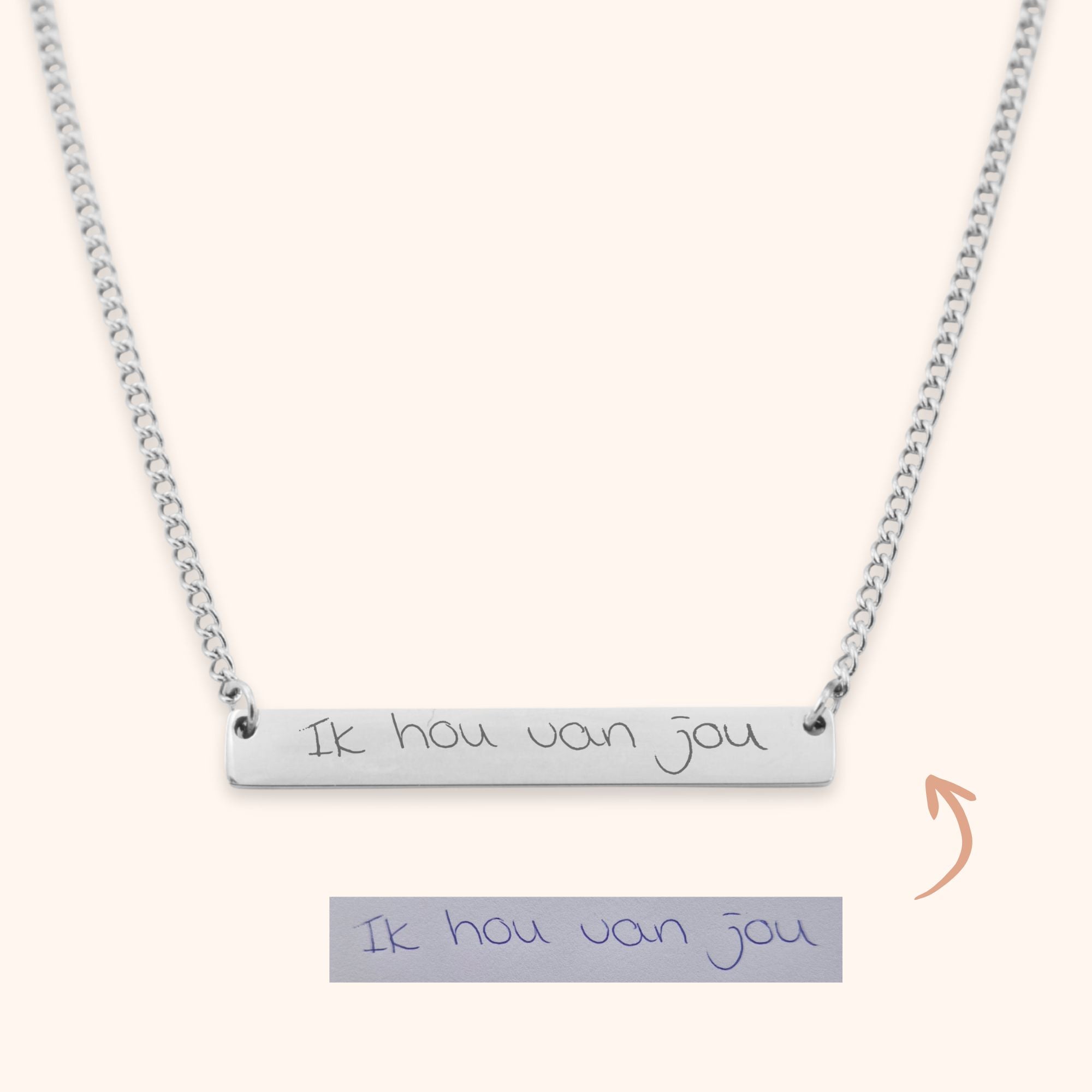 Eigen handschrift ketting staafje