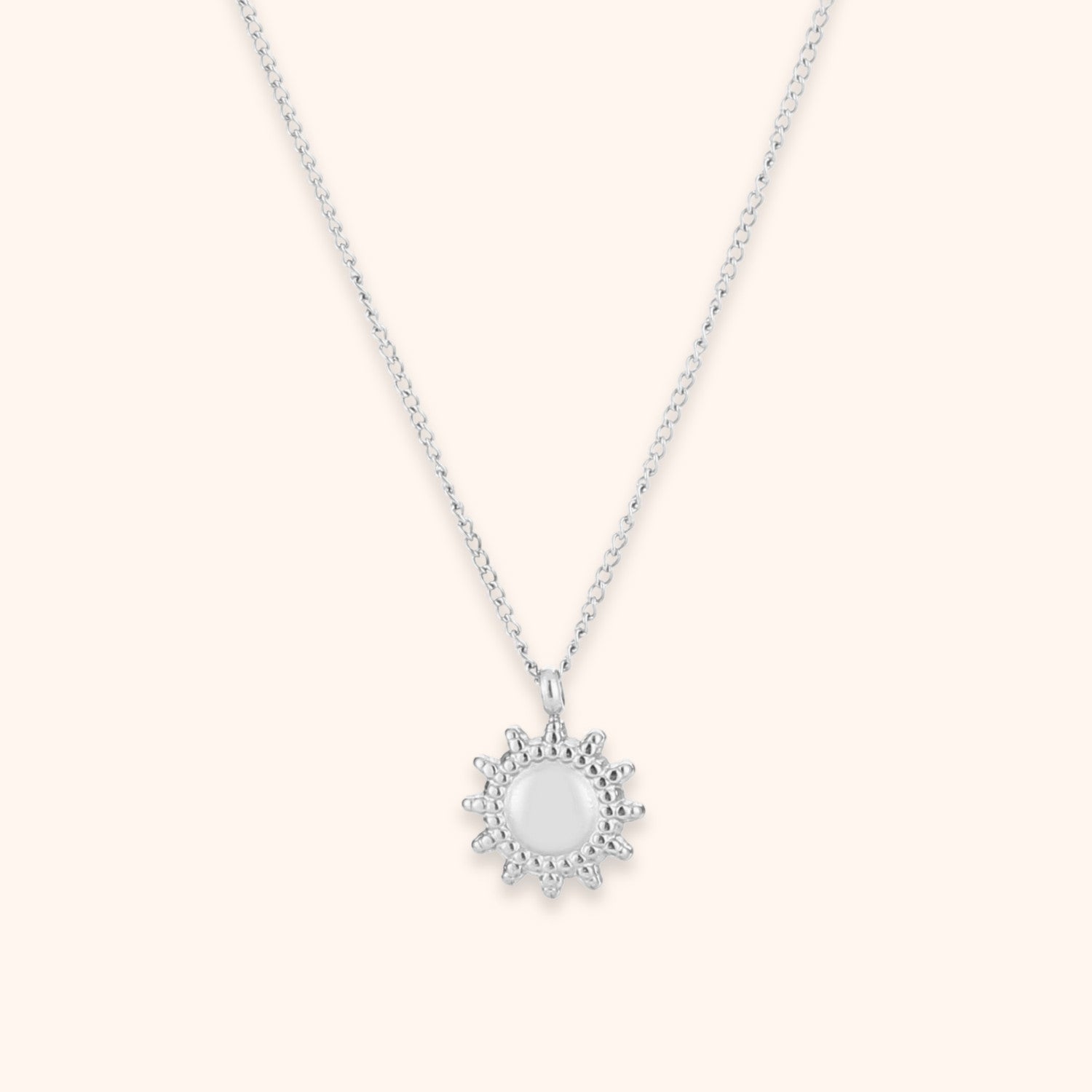 Zilverkleurige ketting dames zon hanger rvs