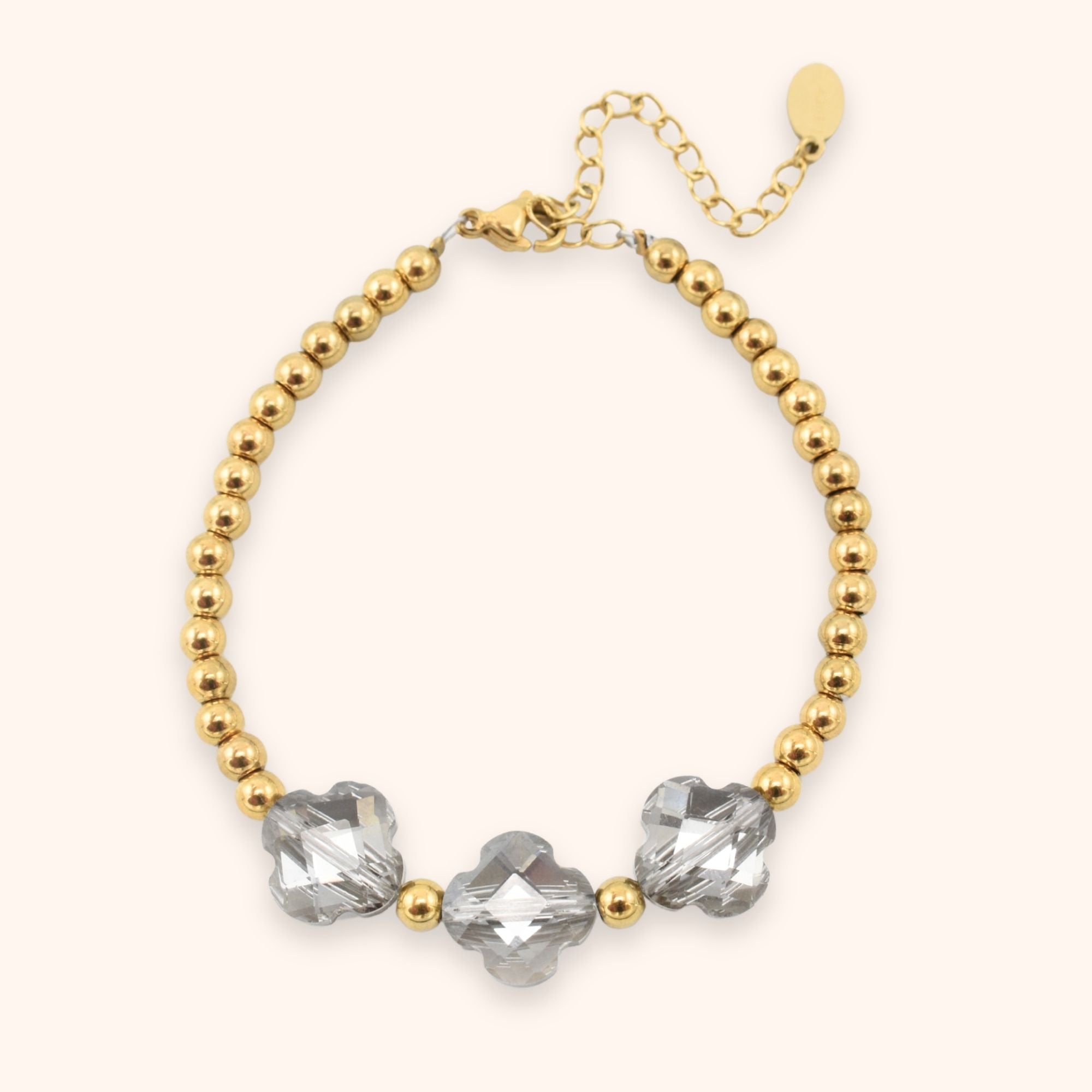 Klaver armband grijs