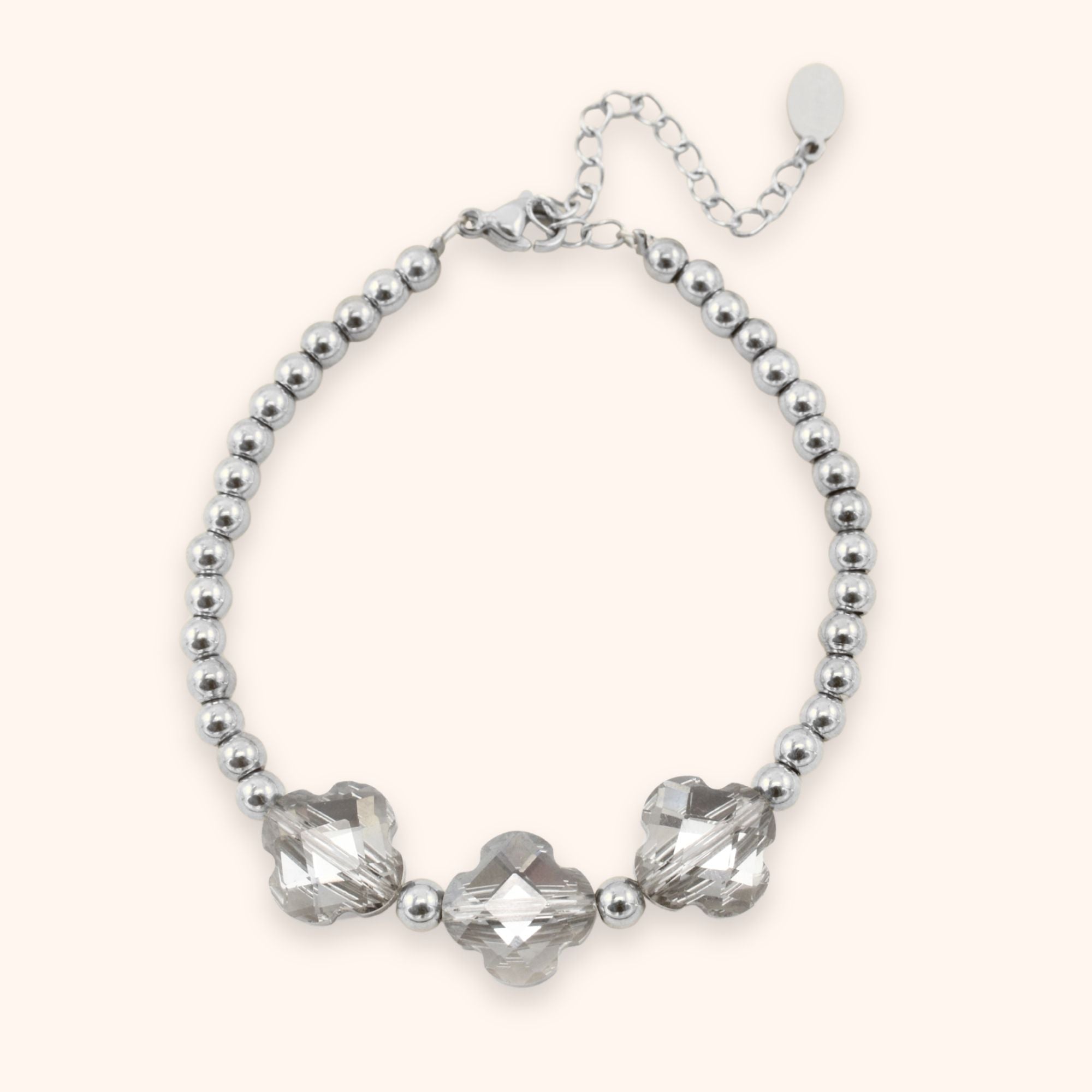 Klaver armband grijs