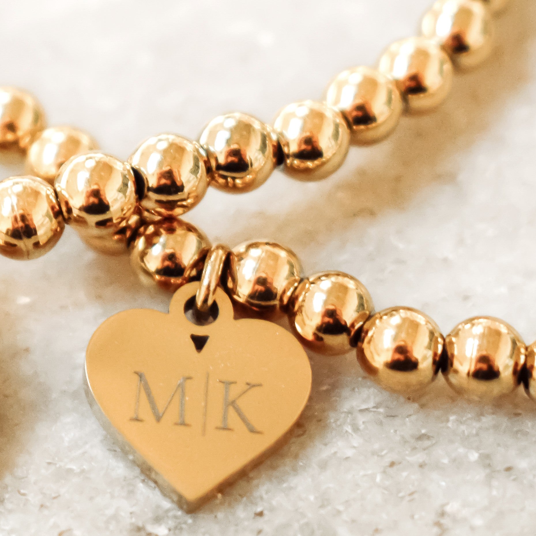 Kralenarmband hartje gepersonaliseerd letter goud stainless steel