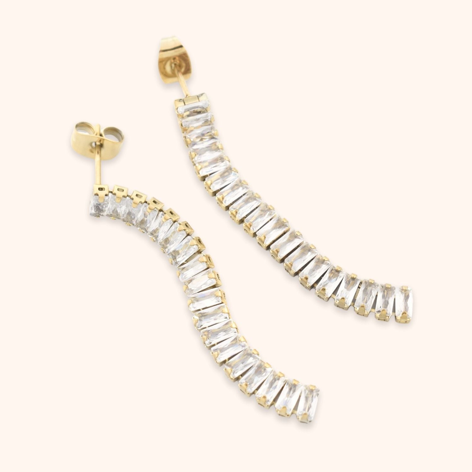 lange strass steen oorbellen goud rvs hanger