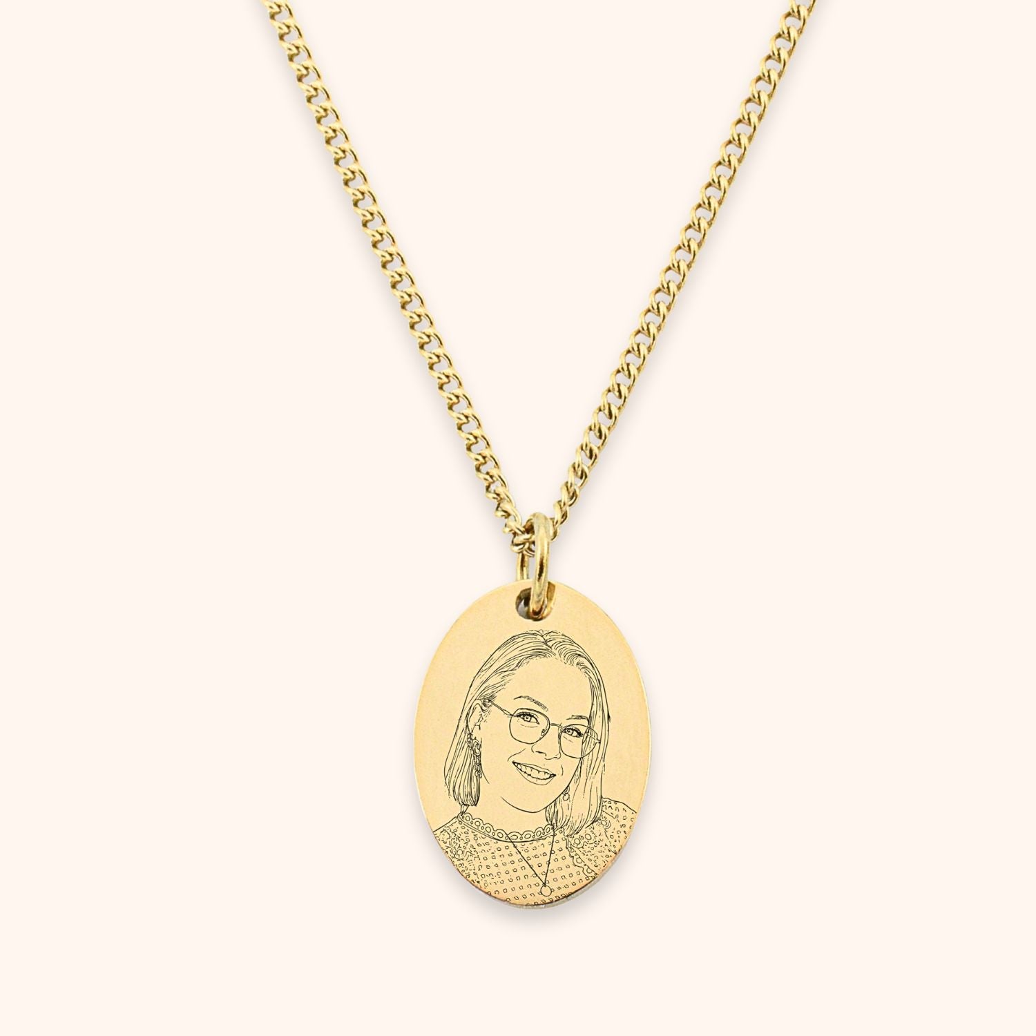 Ketting foto lijntekening ovale hanger