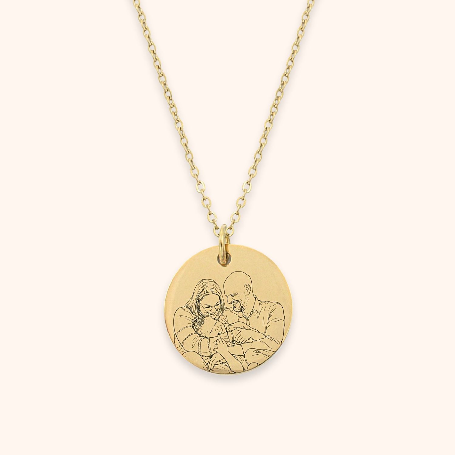 Lijntekening van een foto voor graveren op ketting kleur goud rvs