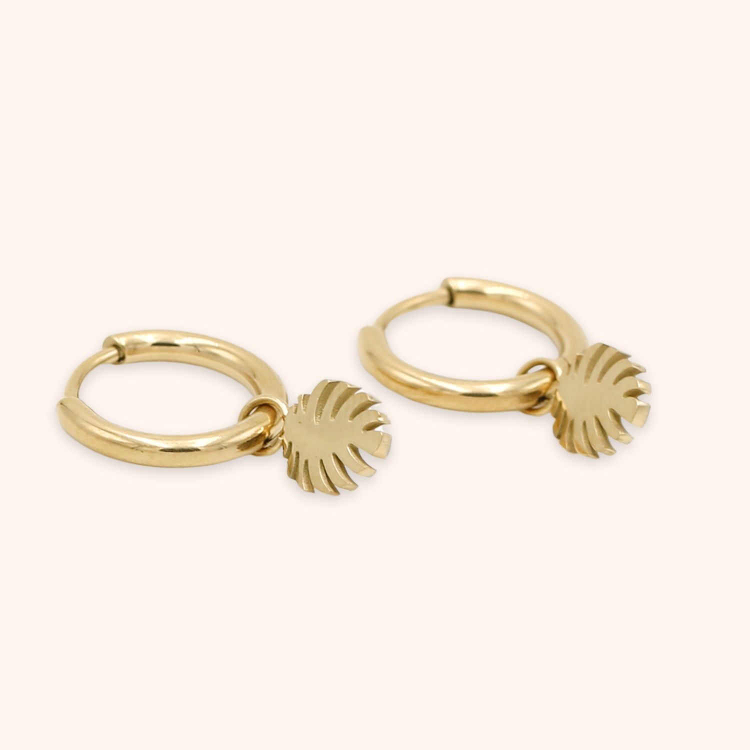 Monstera blad hoops hanger goud