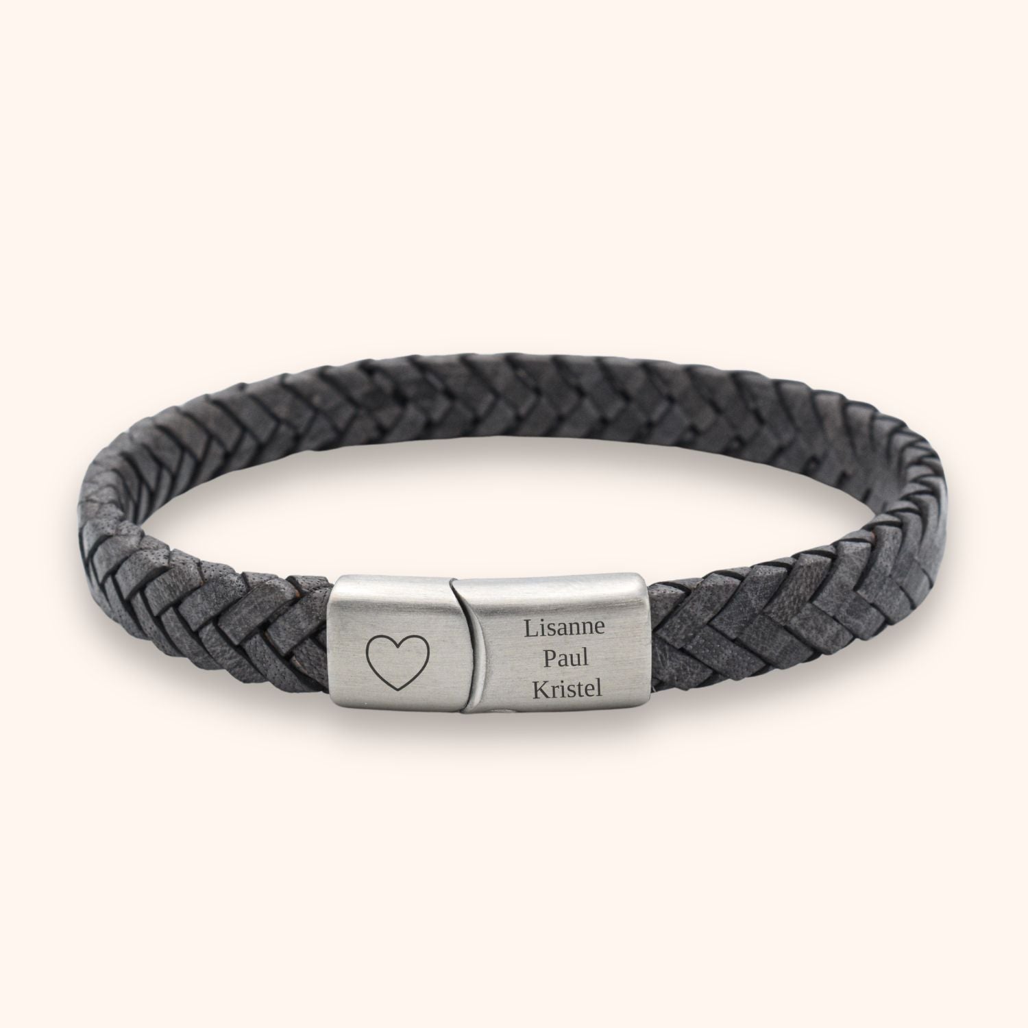 Heren armband leer eigen gravering