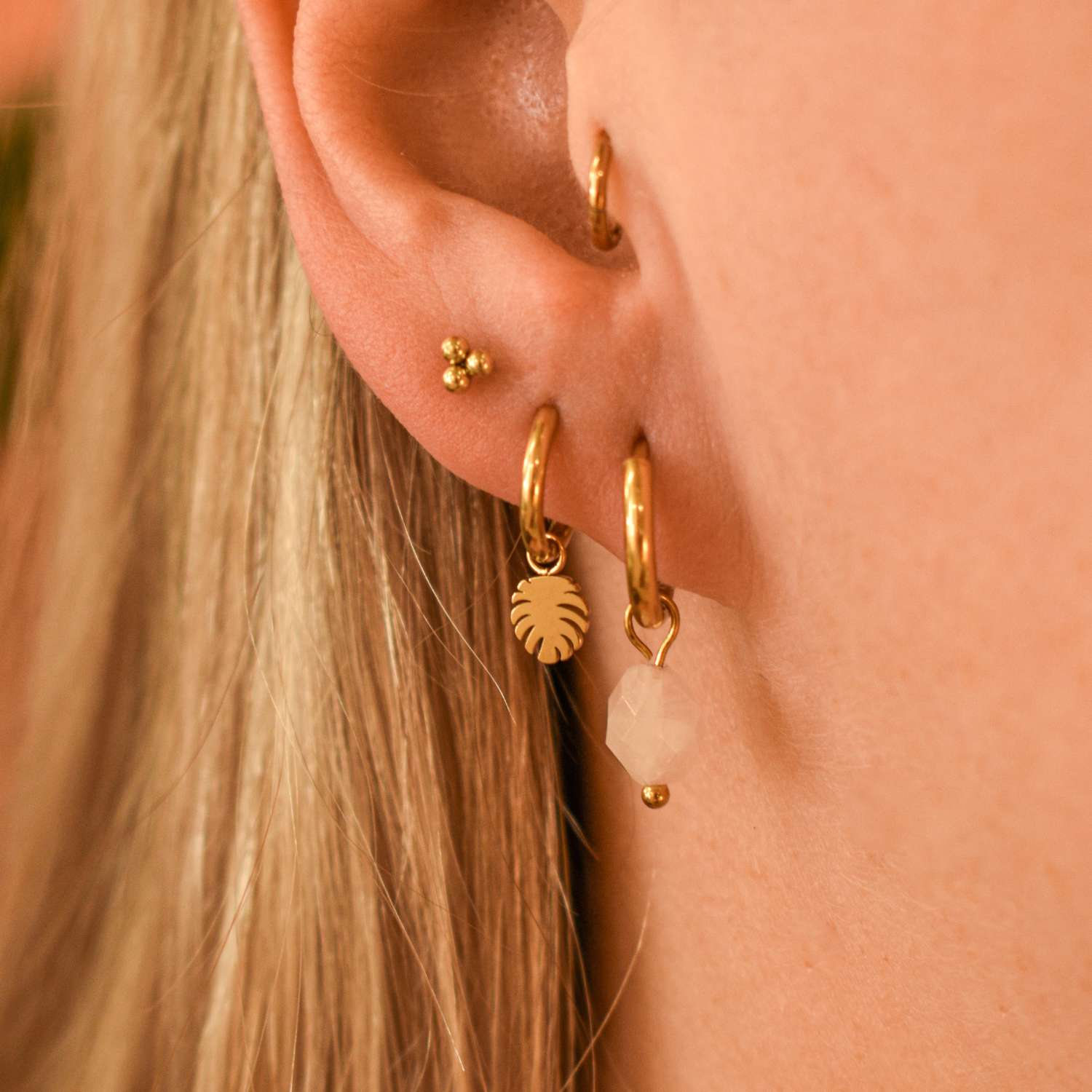 Oorbellen set rozenkwarts