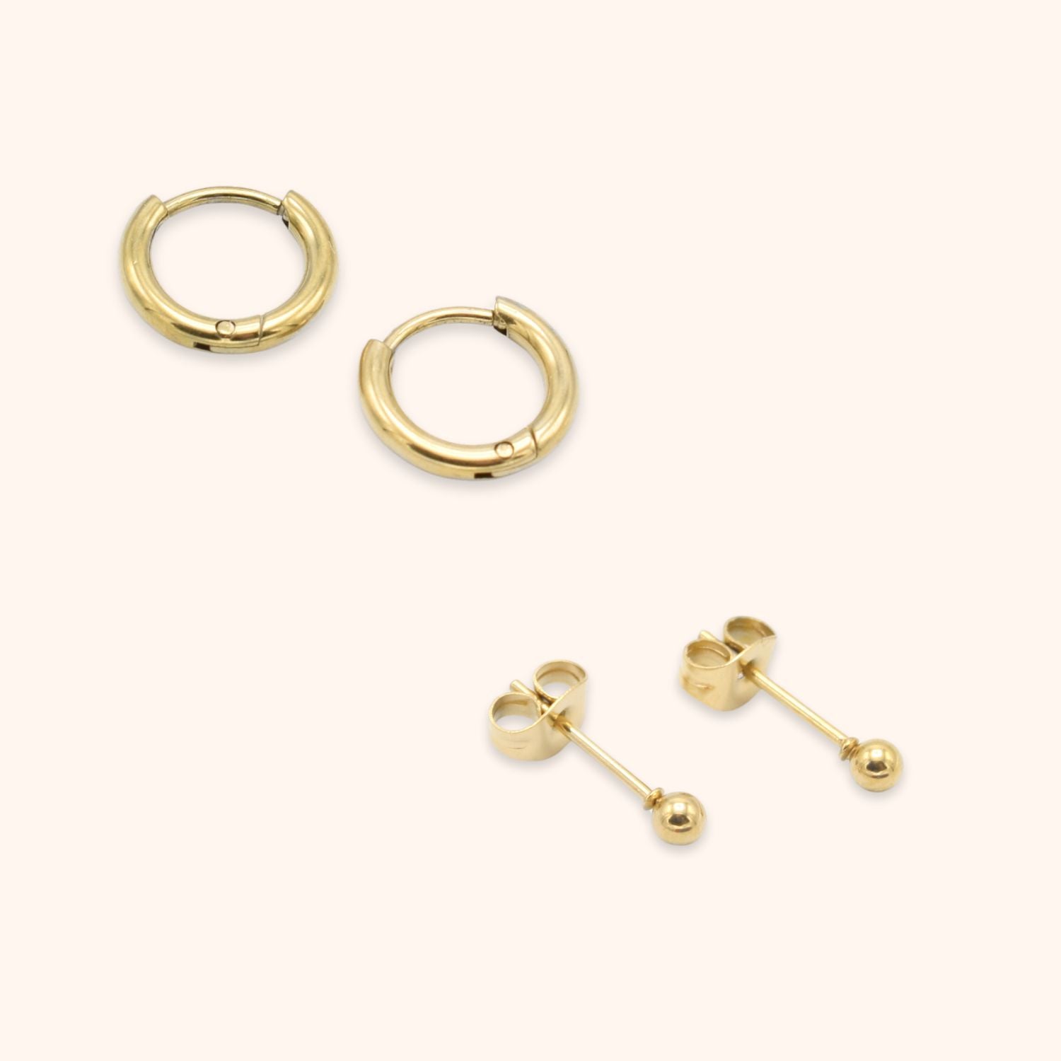oorbellen set van 2 oorknopje oorring goud