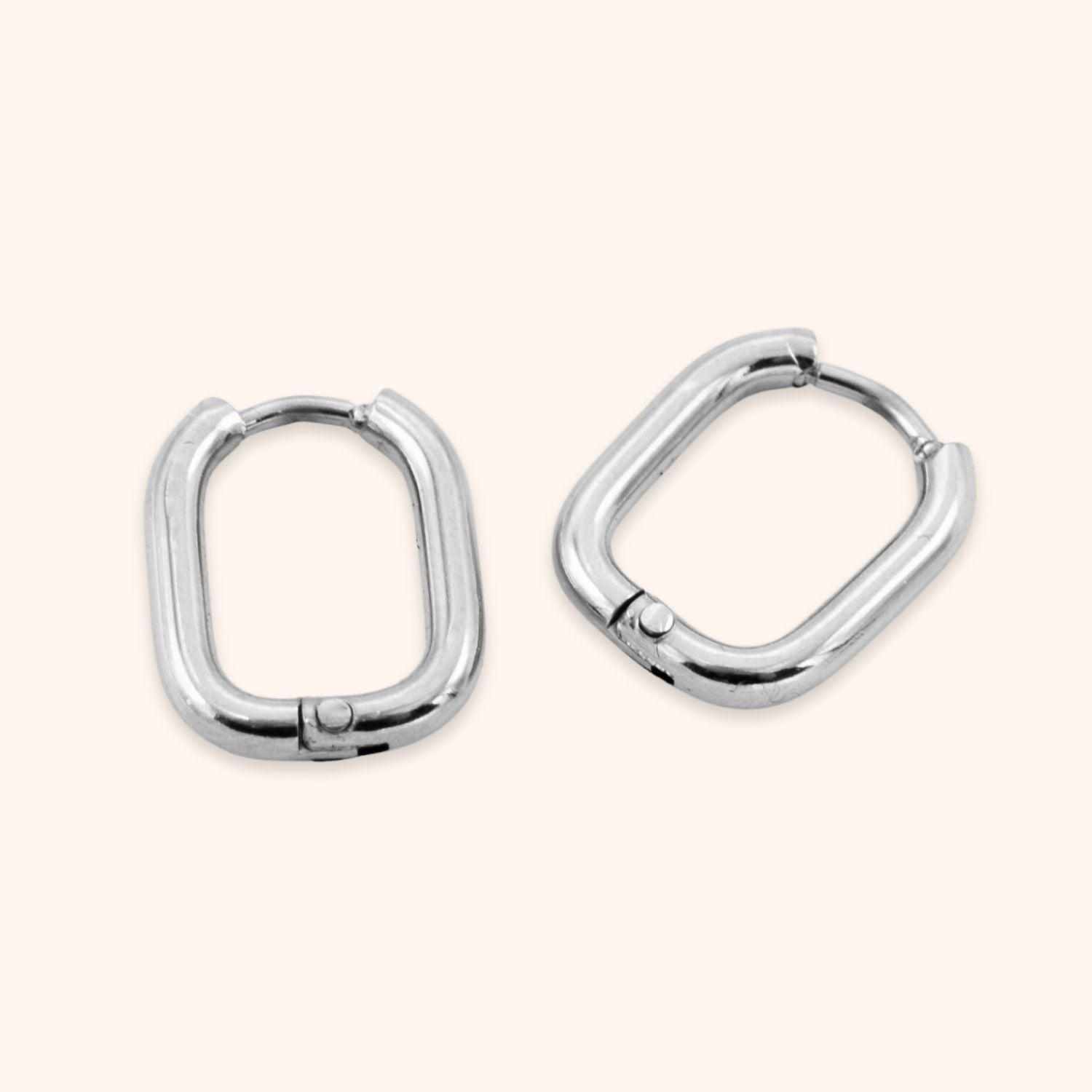 Kleine rechtoekige hoops zilver stainless steel