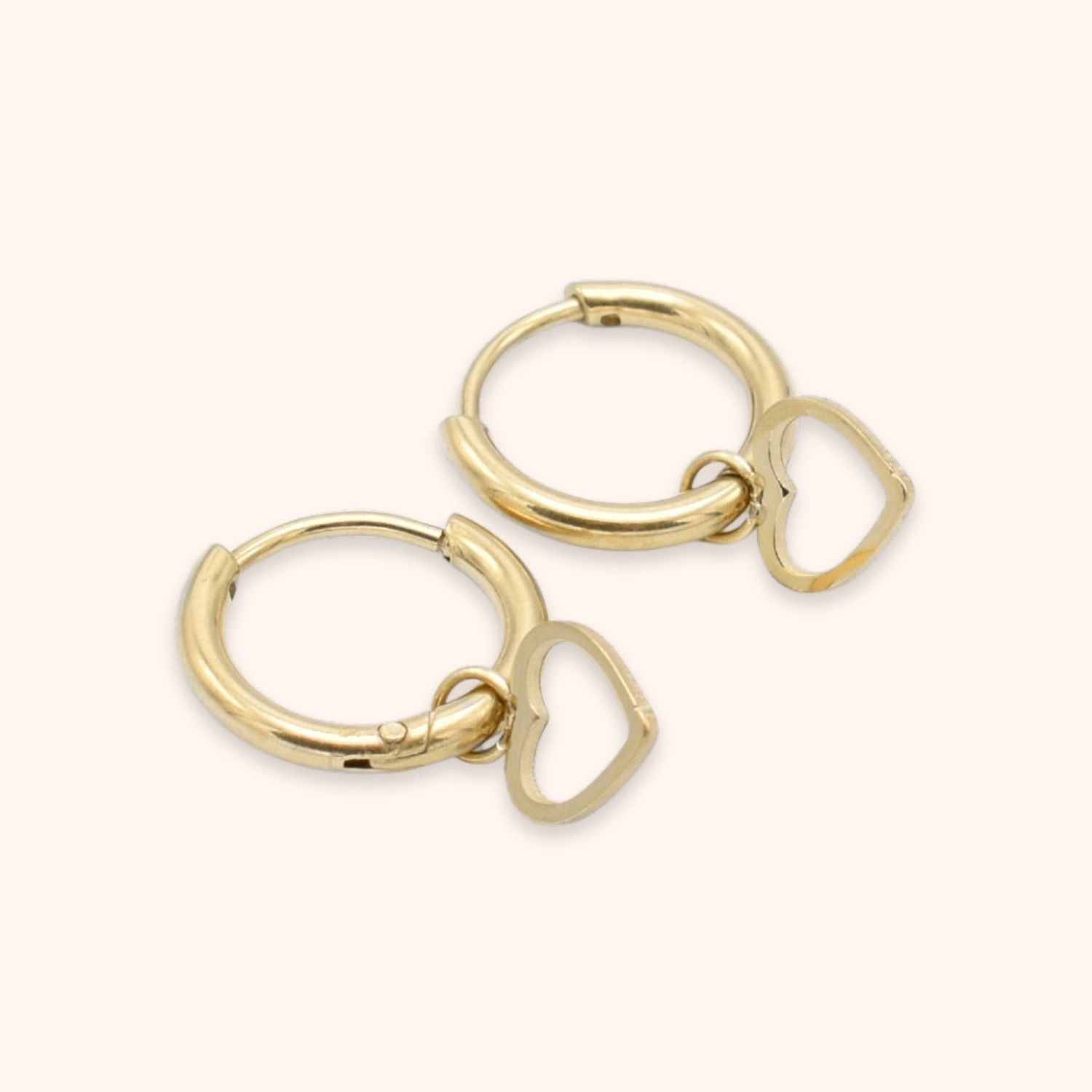 Oorringen open hartje bedel goud stainless steel