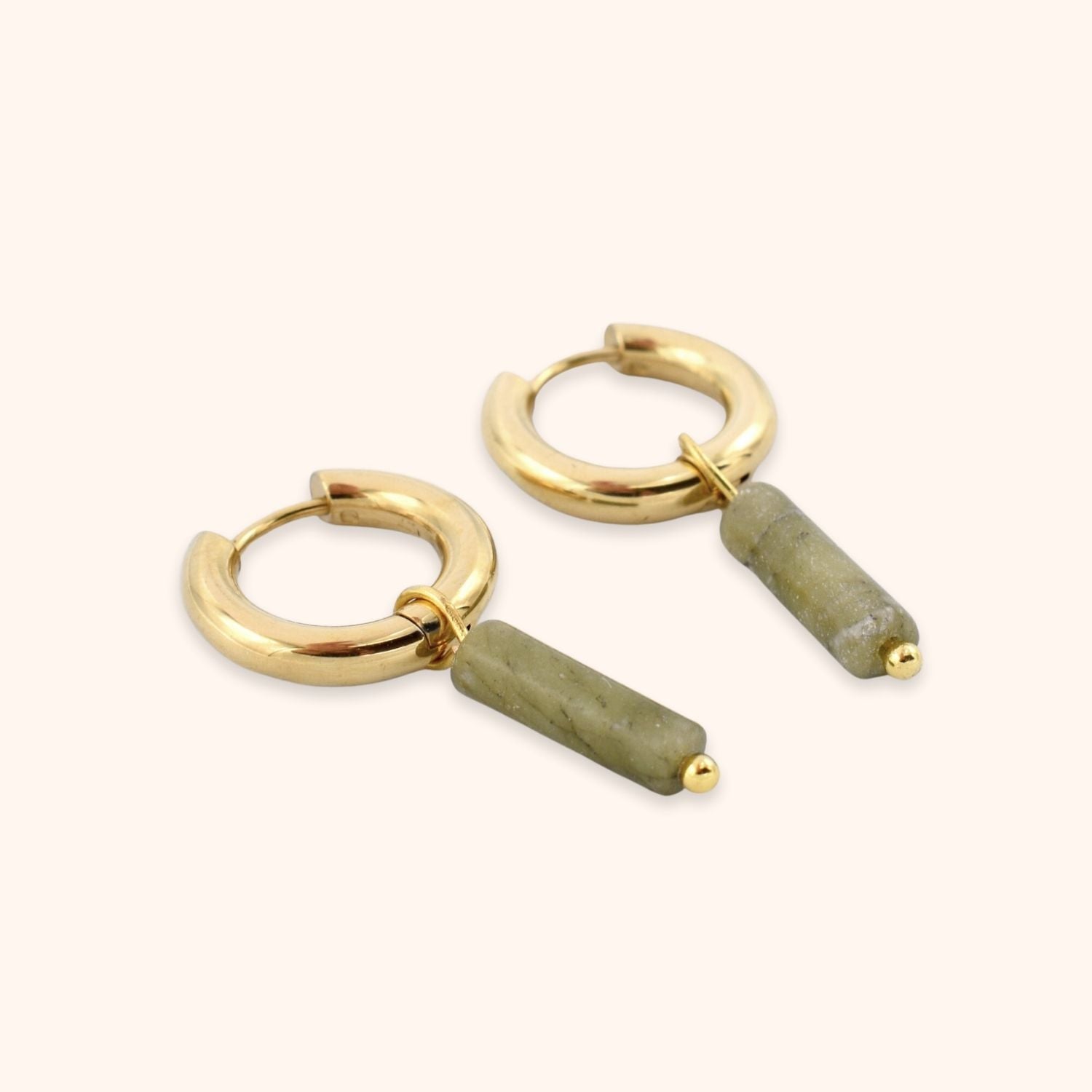 Hoops groen natuursteentje goud rvs