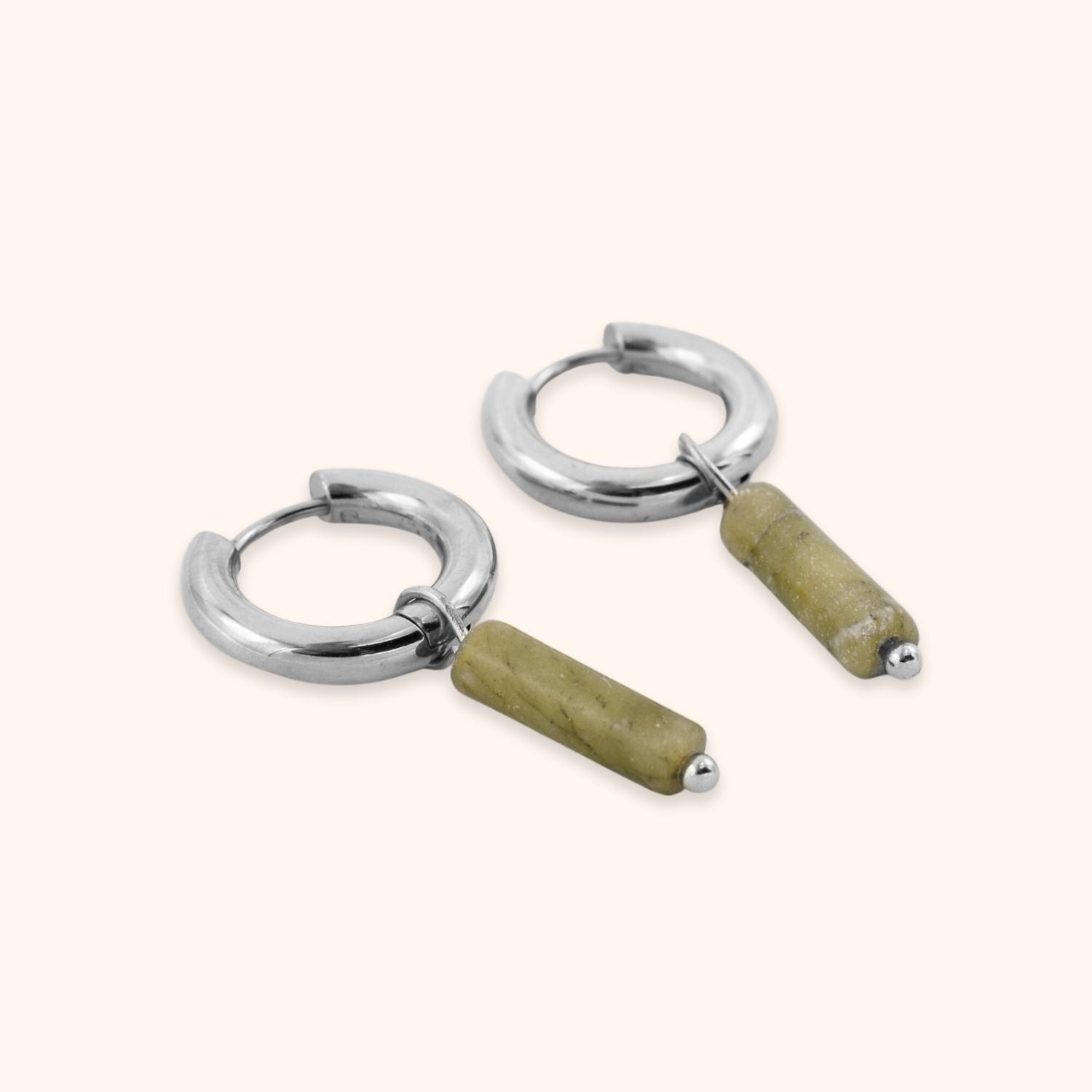 Hoops groen natuursteentje zilver rvs