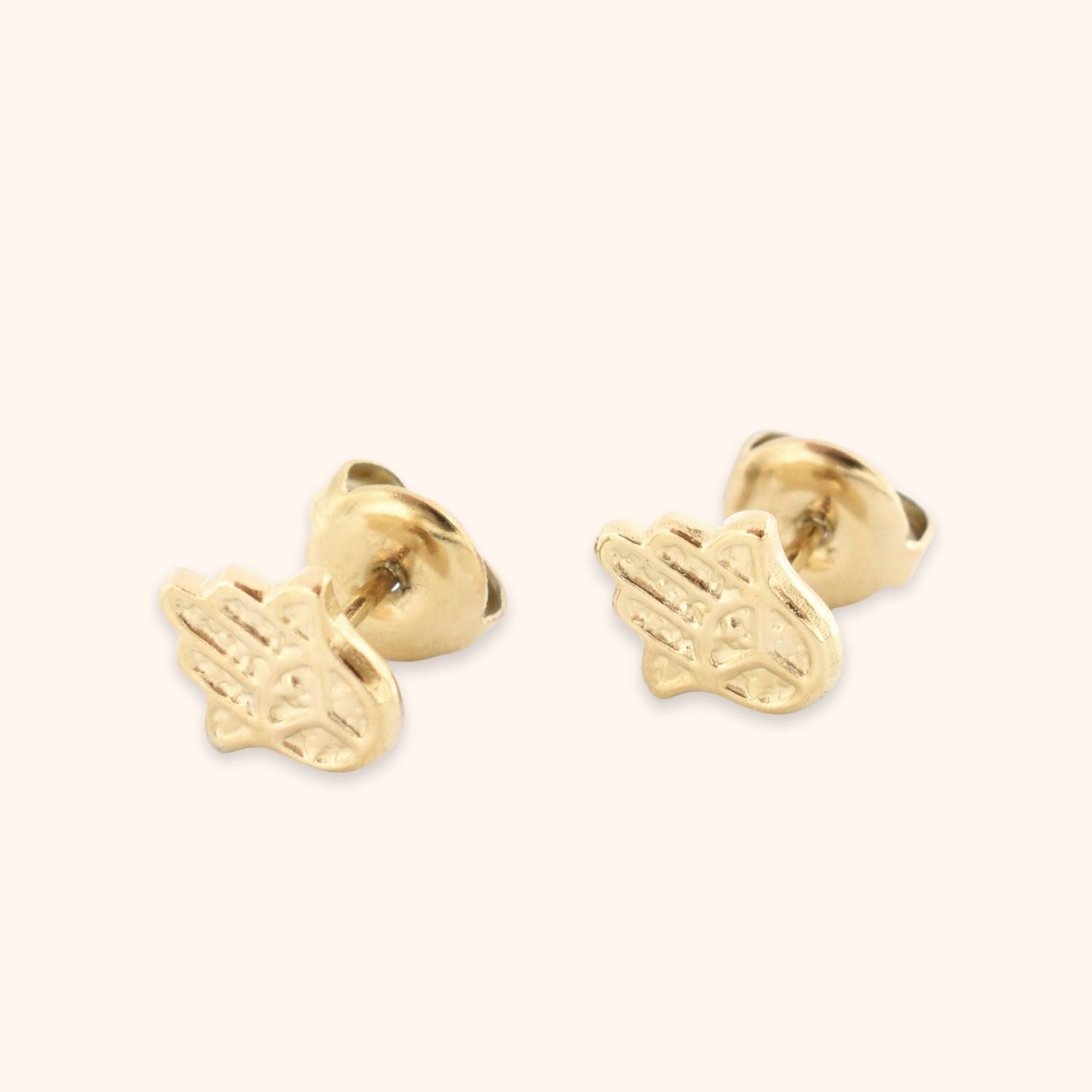 oorknopjes hamsa hand stainless steel goud