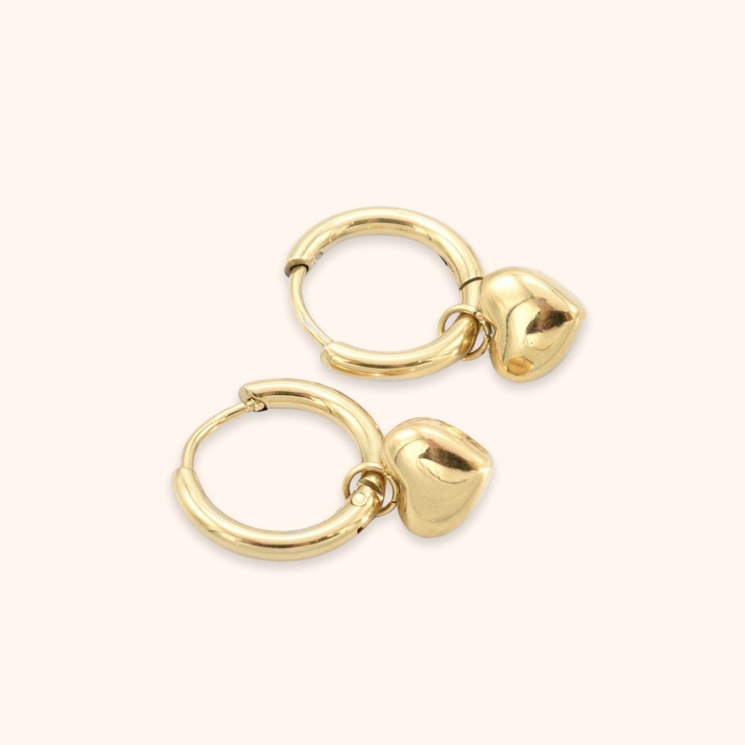 Oorringen met hart hanger goud stainless steel