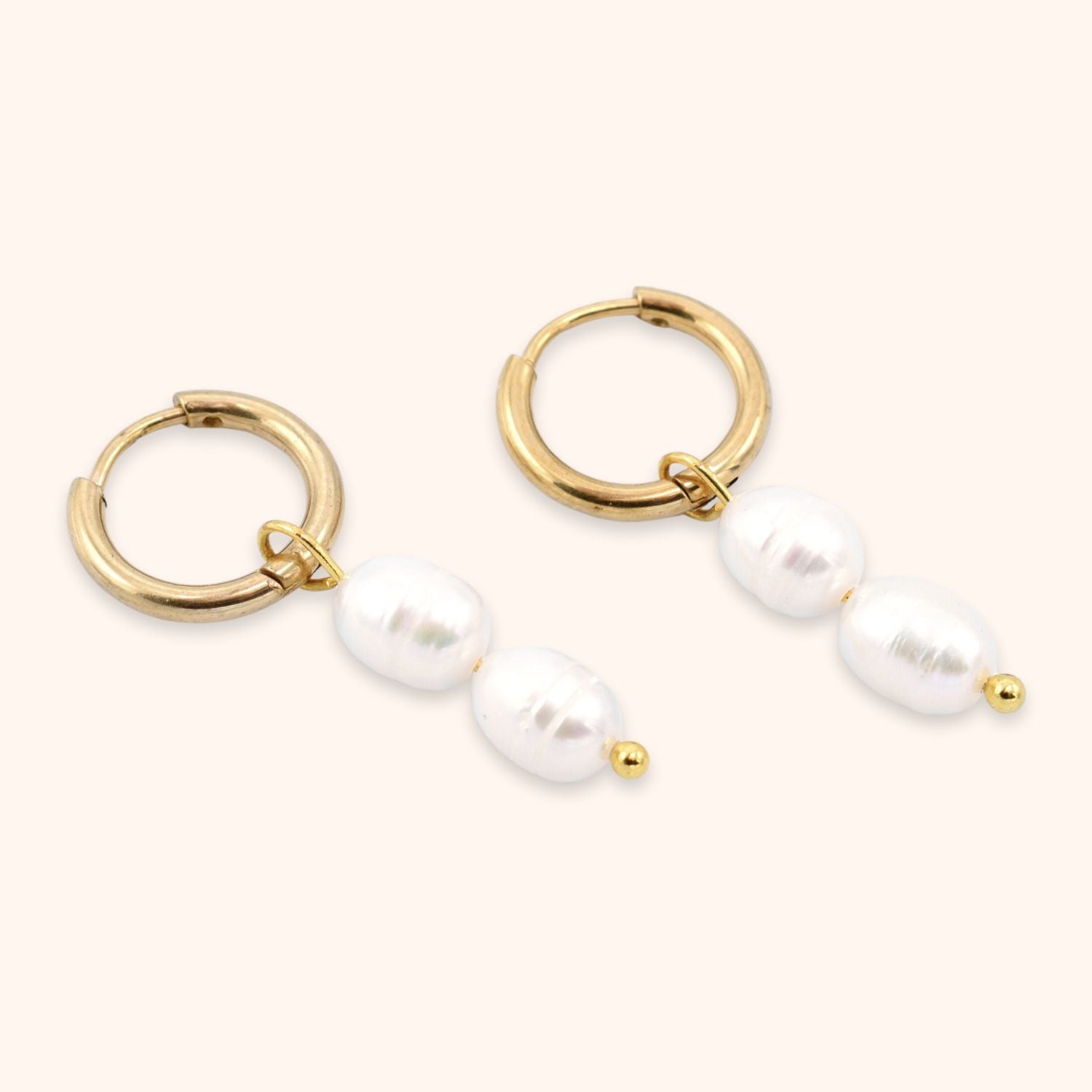 Parel oorbellen hoops zoetwater goud rvs