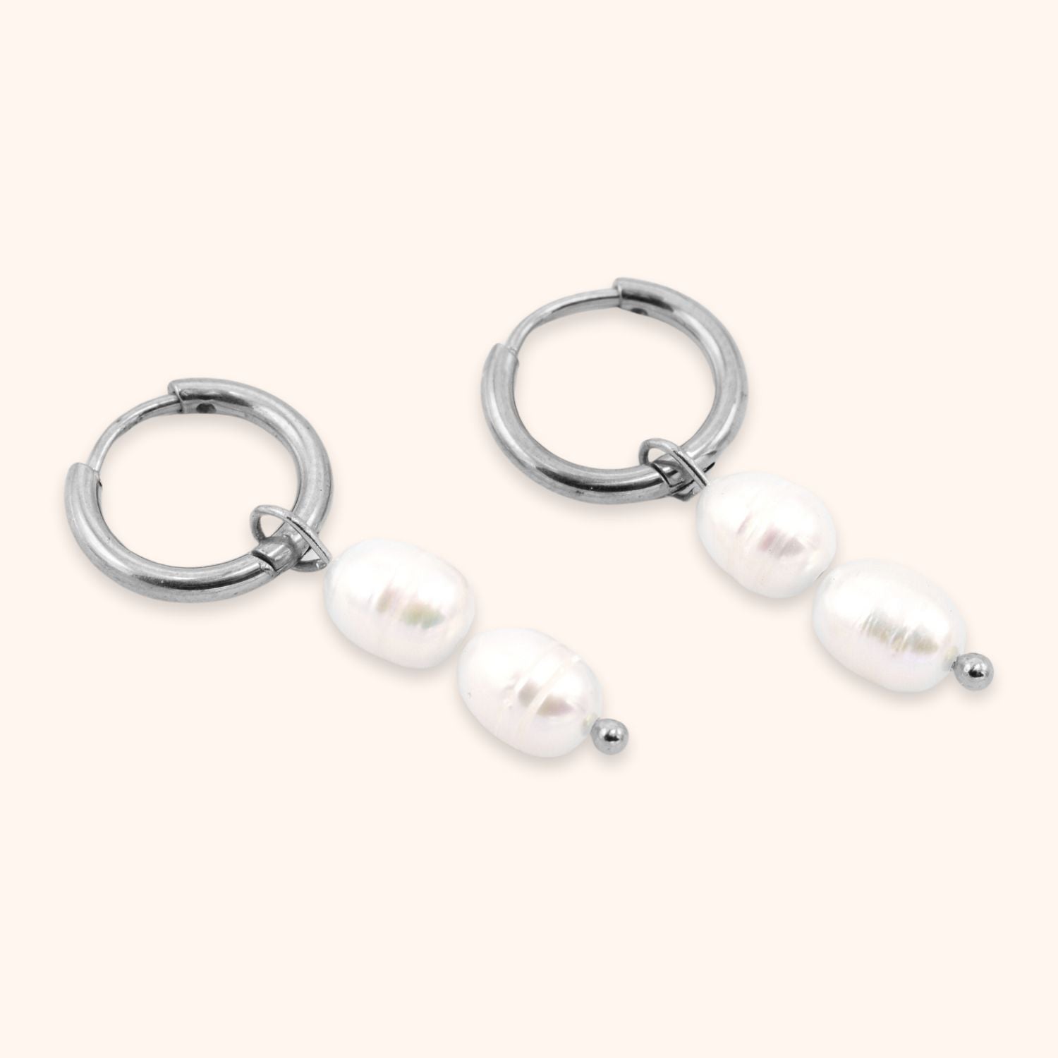 Zoetwater parel hanger oorbellen zilver stainless steel