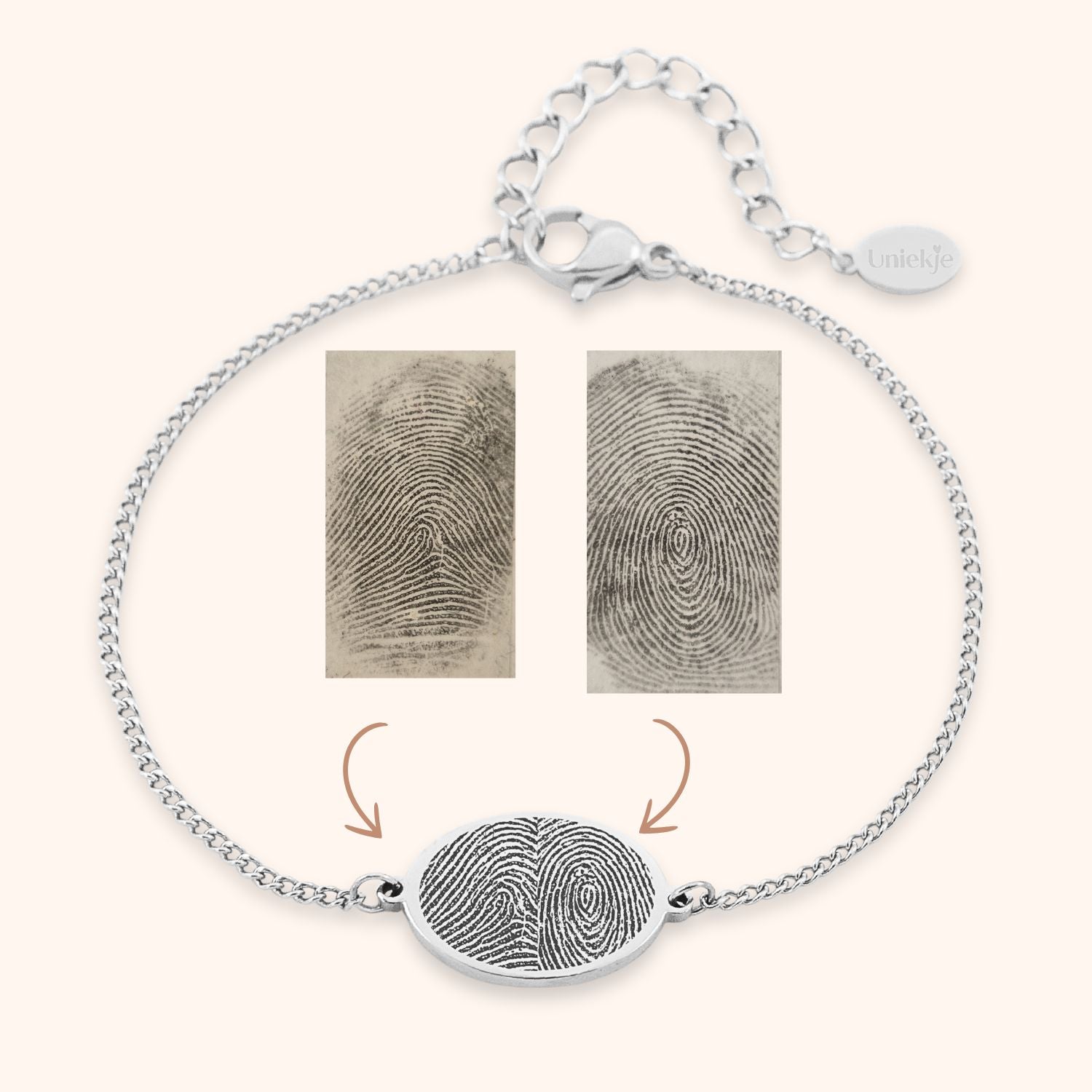 Ovale armband met 2 vingerafdrukken