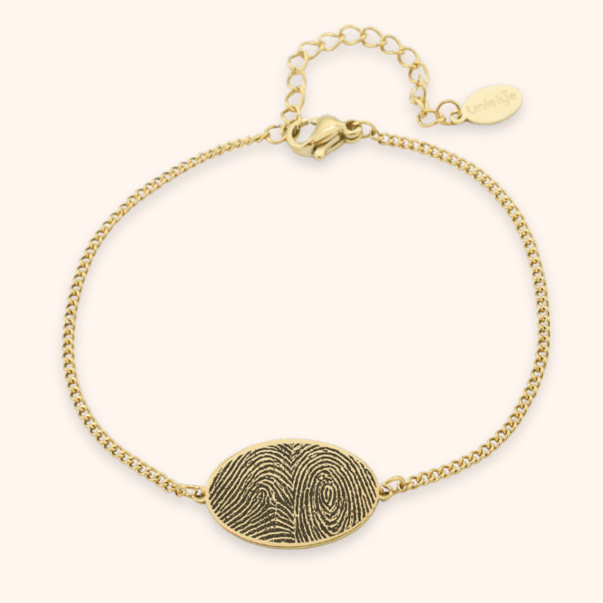 Ovale armband met 2 vingerafdrukken