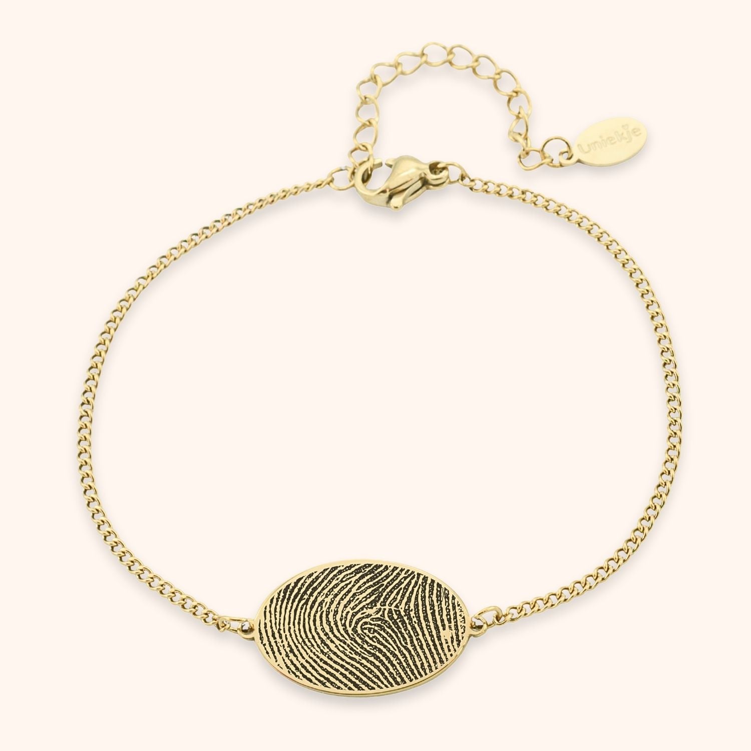 Vingerafdruk armband graveren dames goud stainless steel