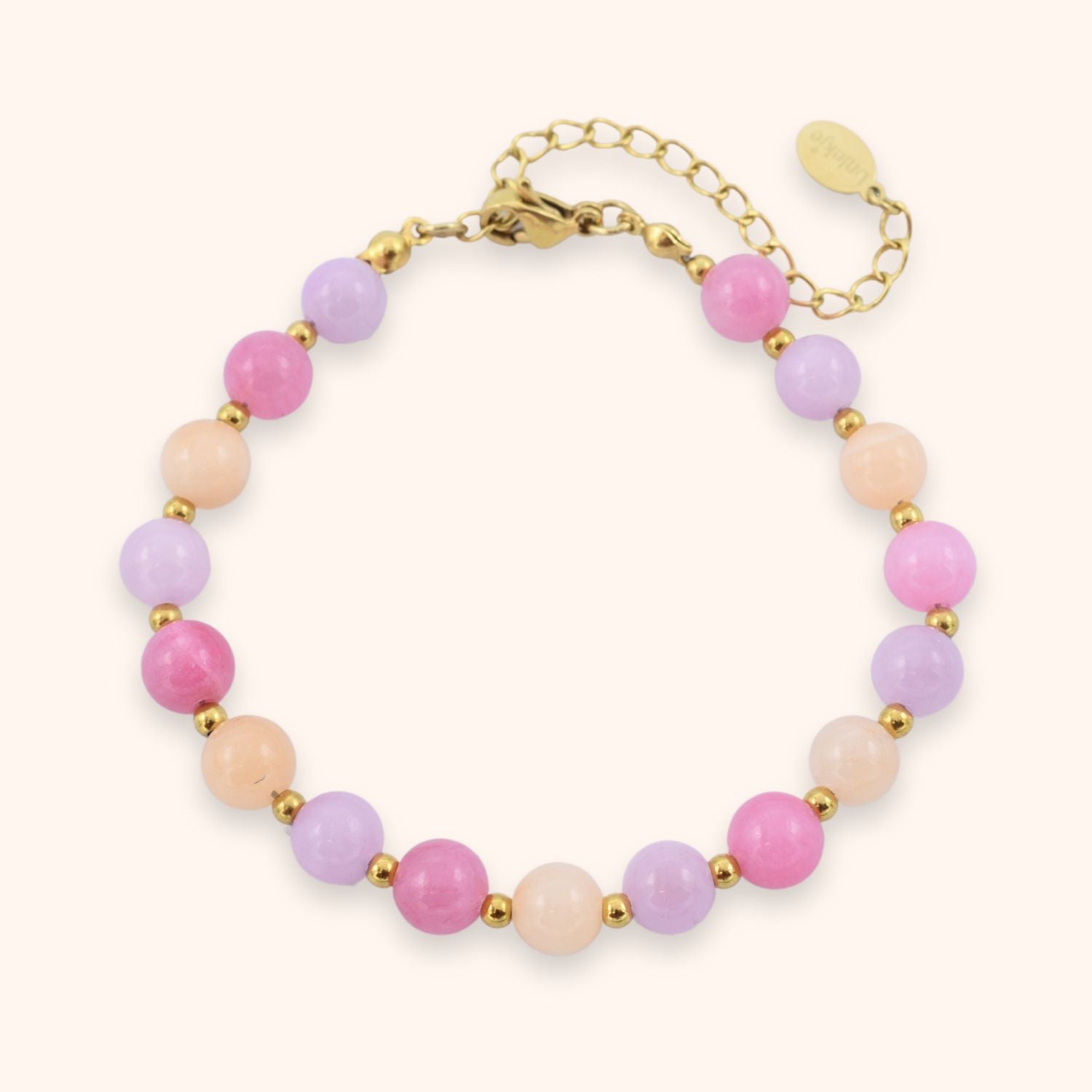 Pastel kralen armbandje dames kleur goud stainess steel