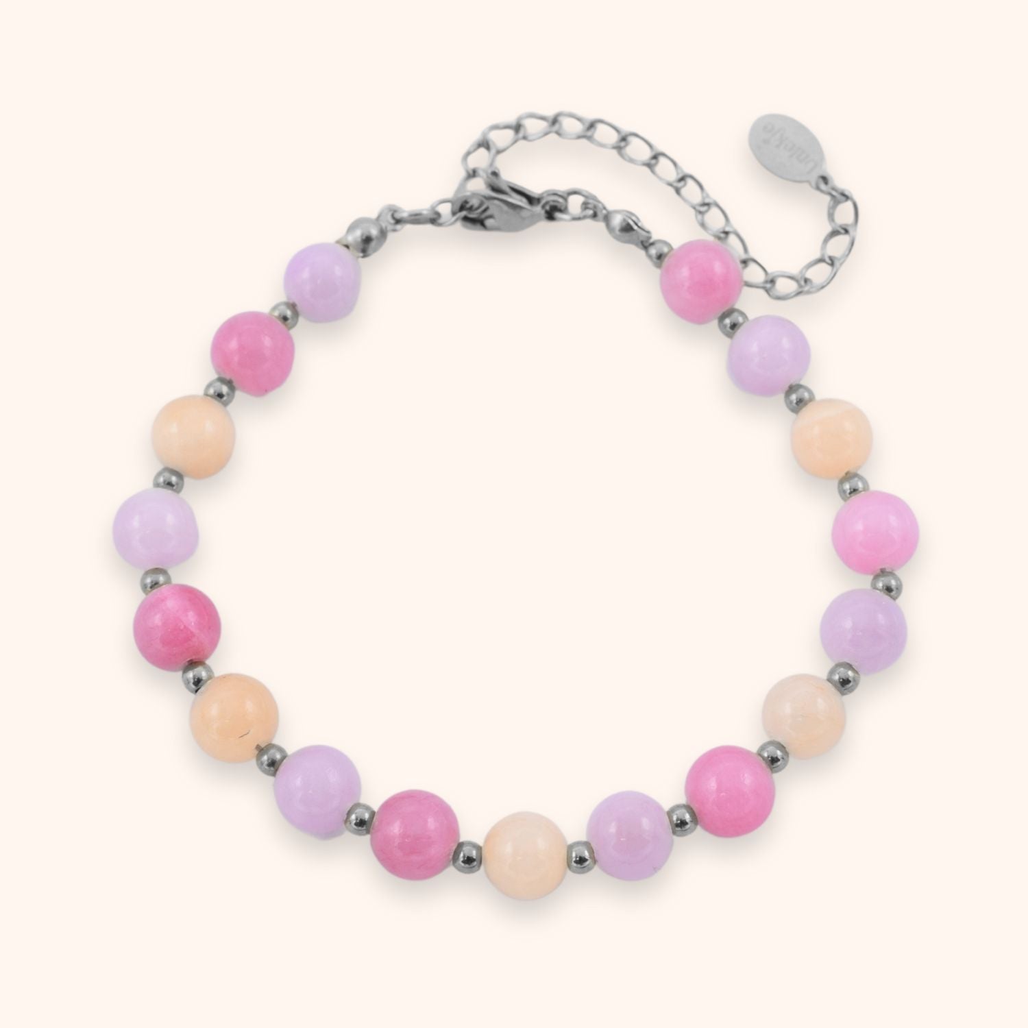 Pastel kralen armbandje dames kleur zilver stainess steel