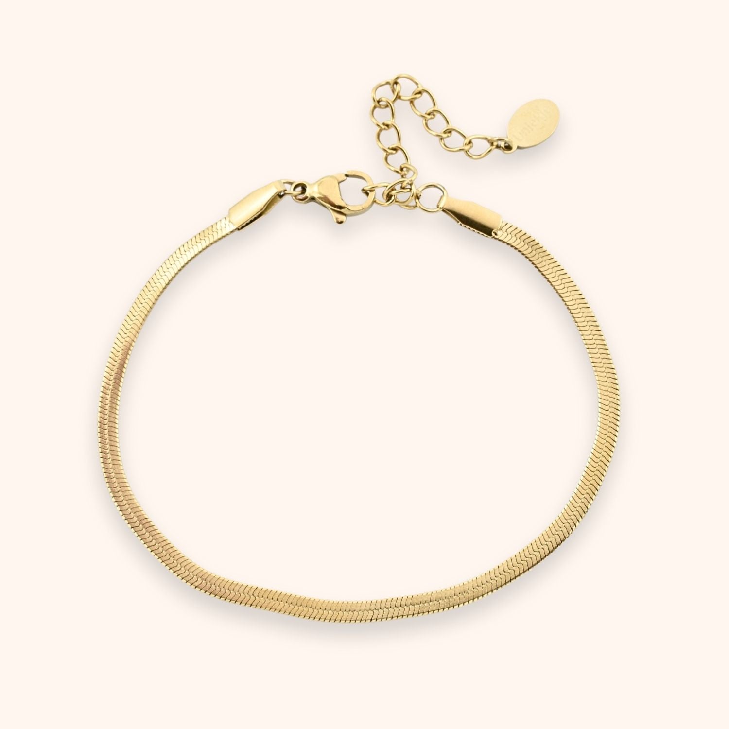armbandje dames plat snake kleur goud stainless steel