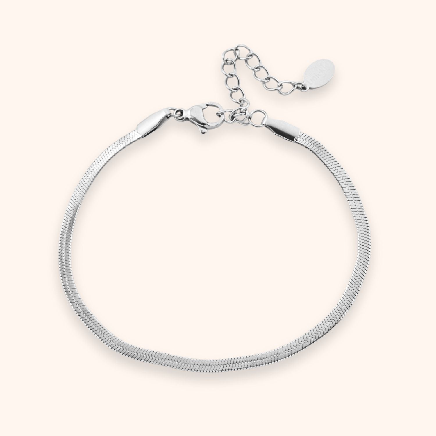 armbandje dames plat snake kleur zilver stainless steel