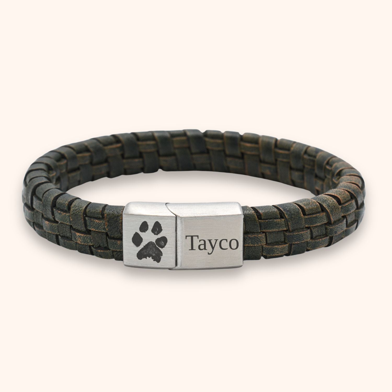 Heren armband leer pootafdruk