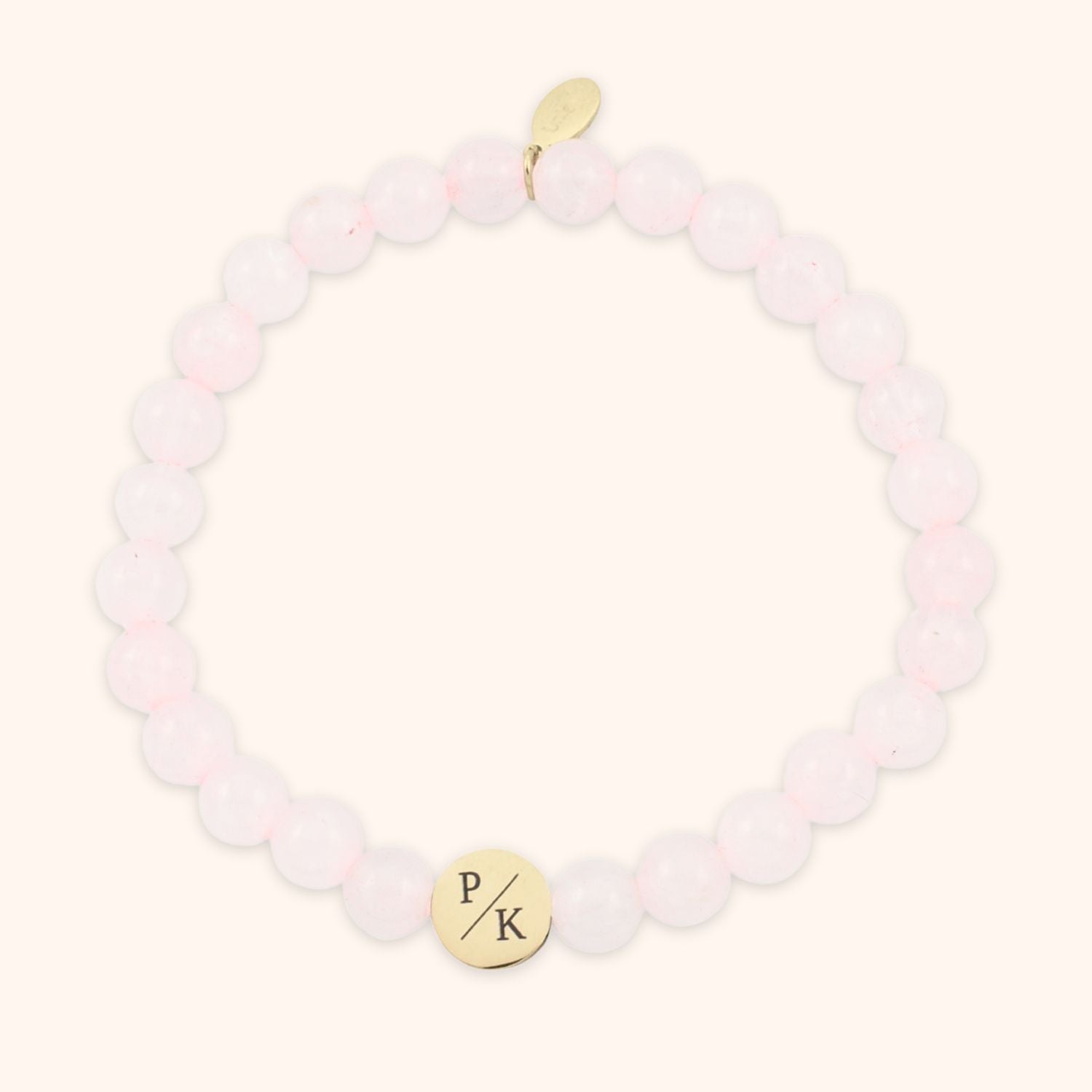Kralenarmband dames rozenkwarts initialen