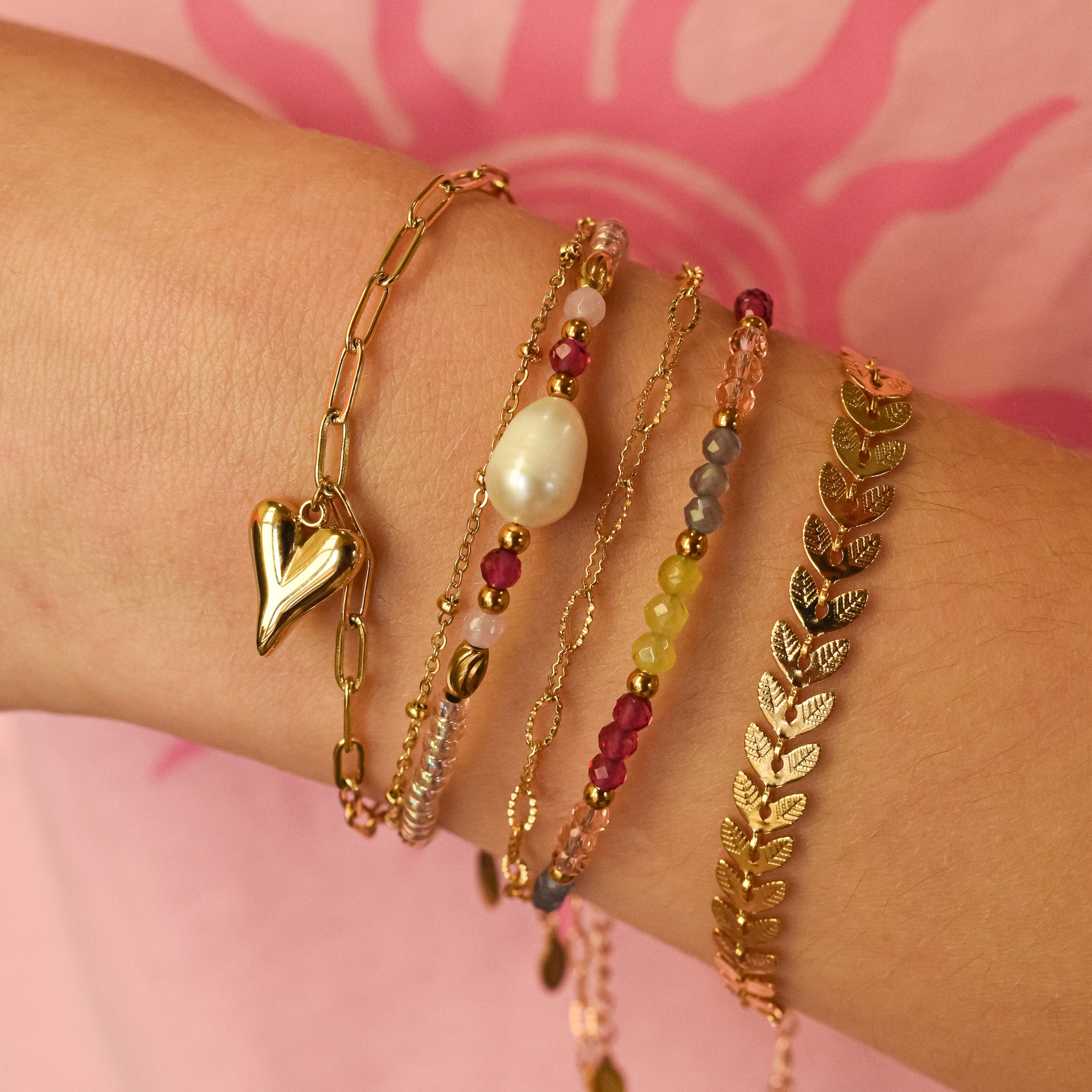 Dubbele schakelarmband hartje