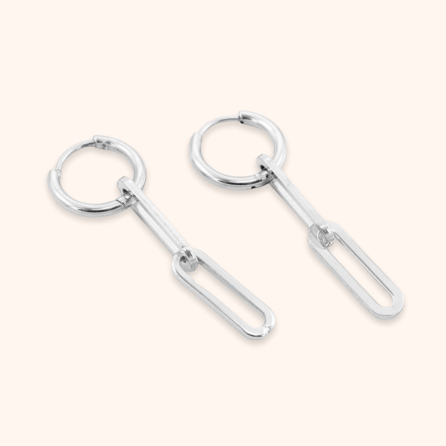 Hoops met ketting hanger zilver stainless steel