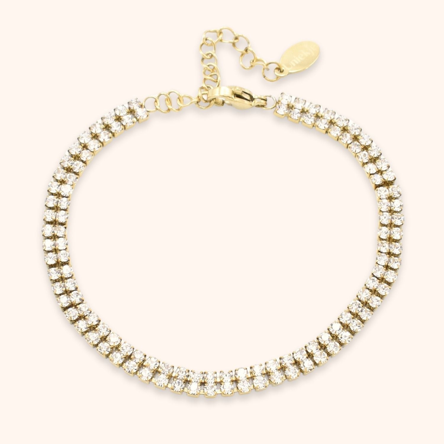 Dubbele tennis armband goud stainless steel.