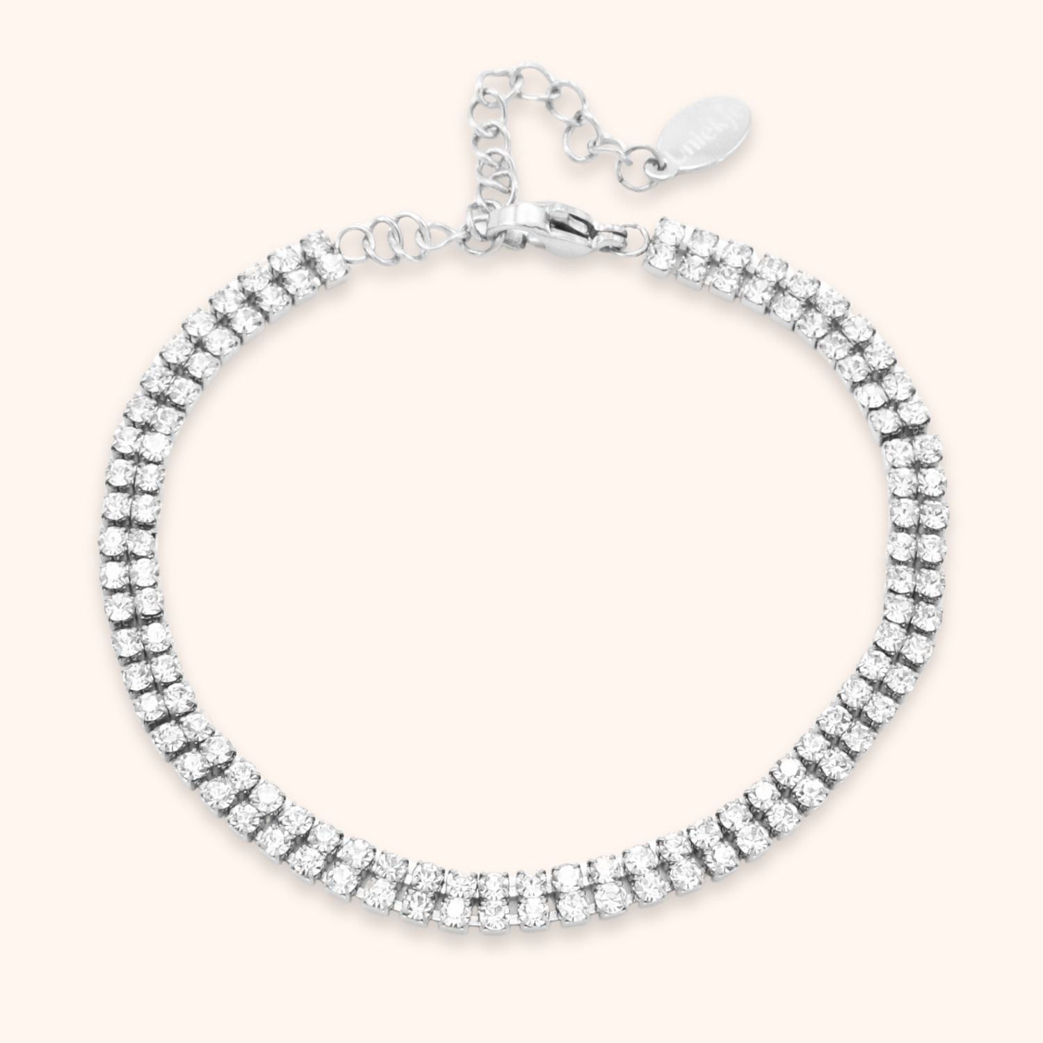 Dubbele tennis armband zilver stainless steel.