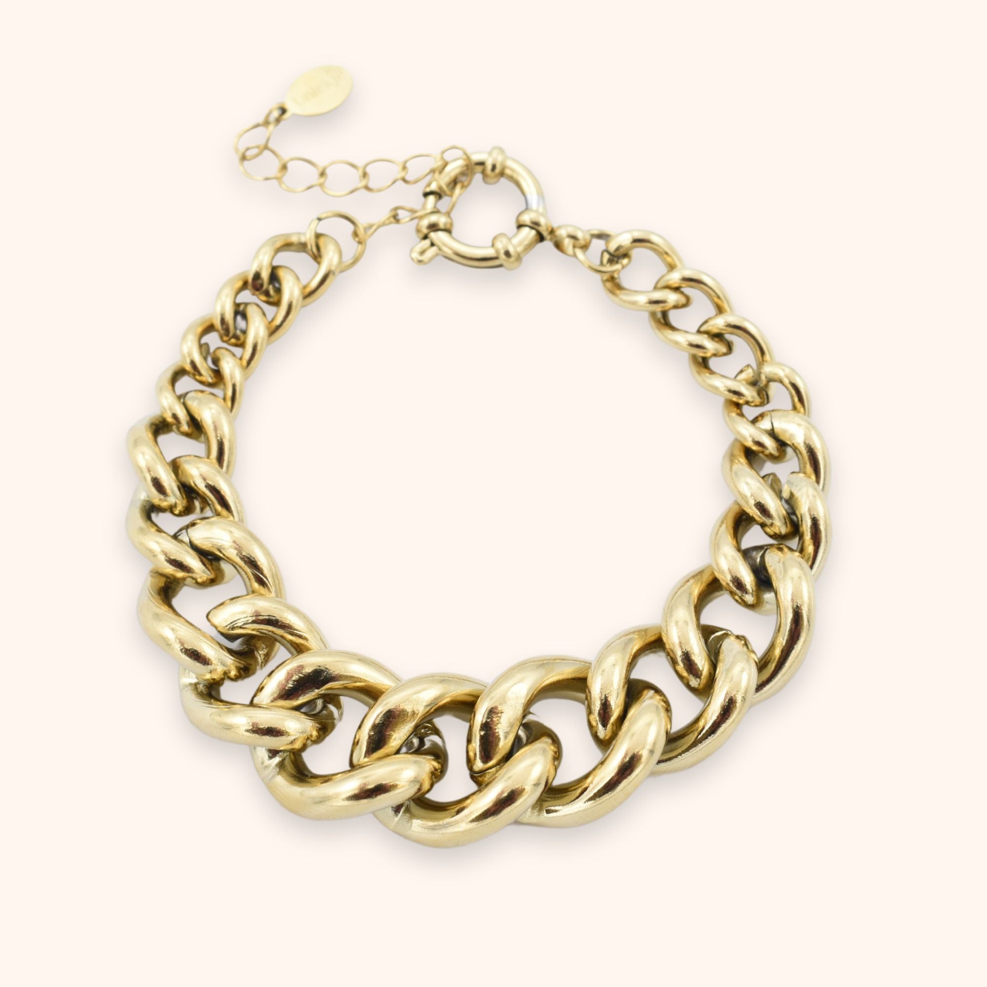 Statement schakel armband dames goud stainless steel