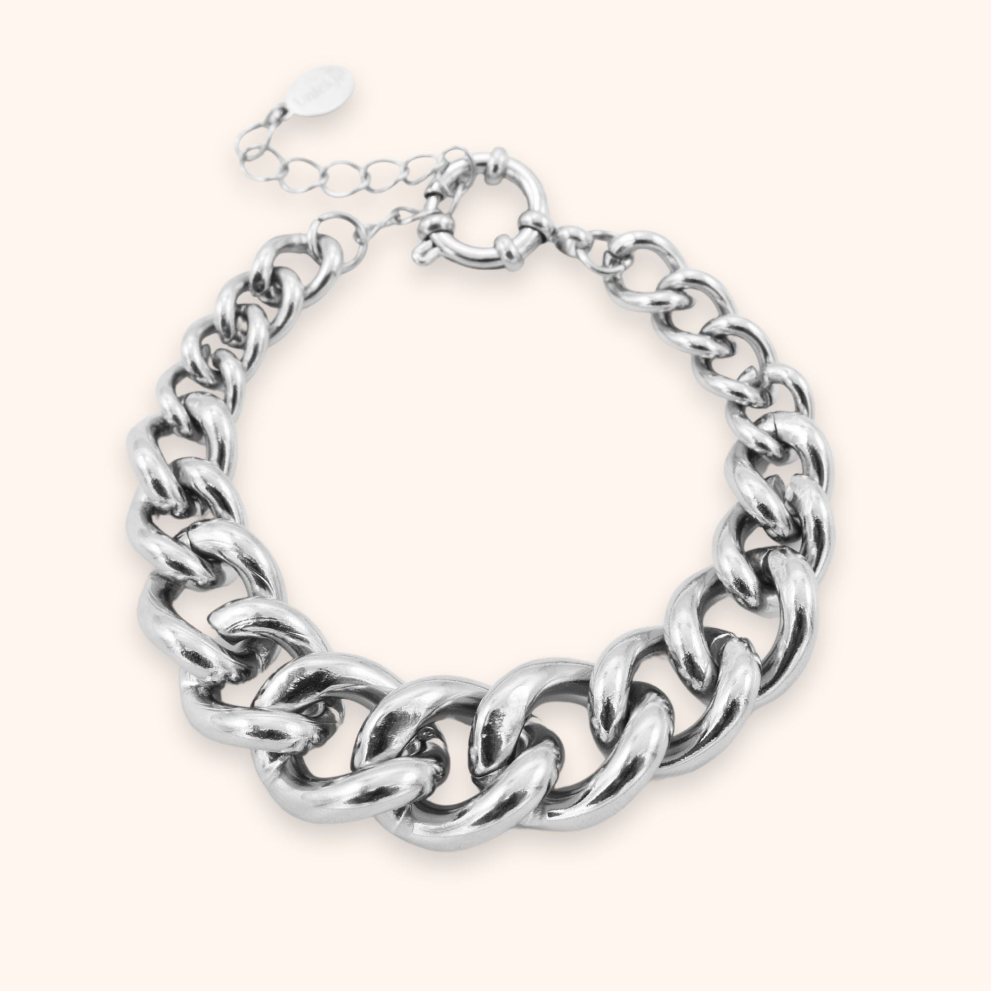 Statement schakel armband dames zilver stainless steel