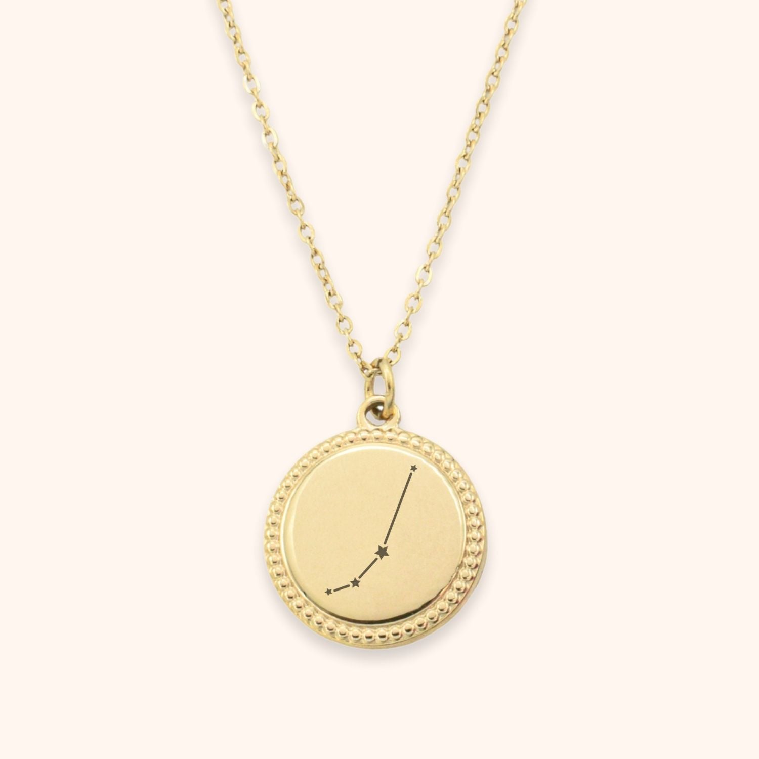 Dames ketting sterrenstelsel gegraveerd op ronde hanger goud stainless steel